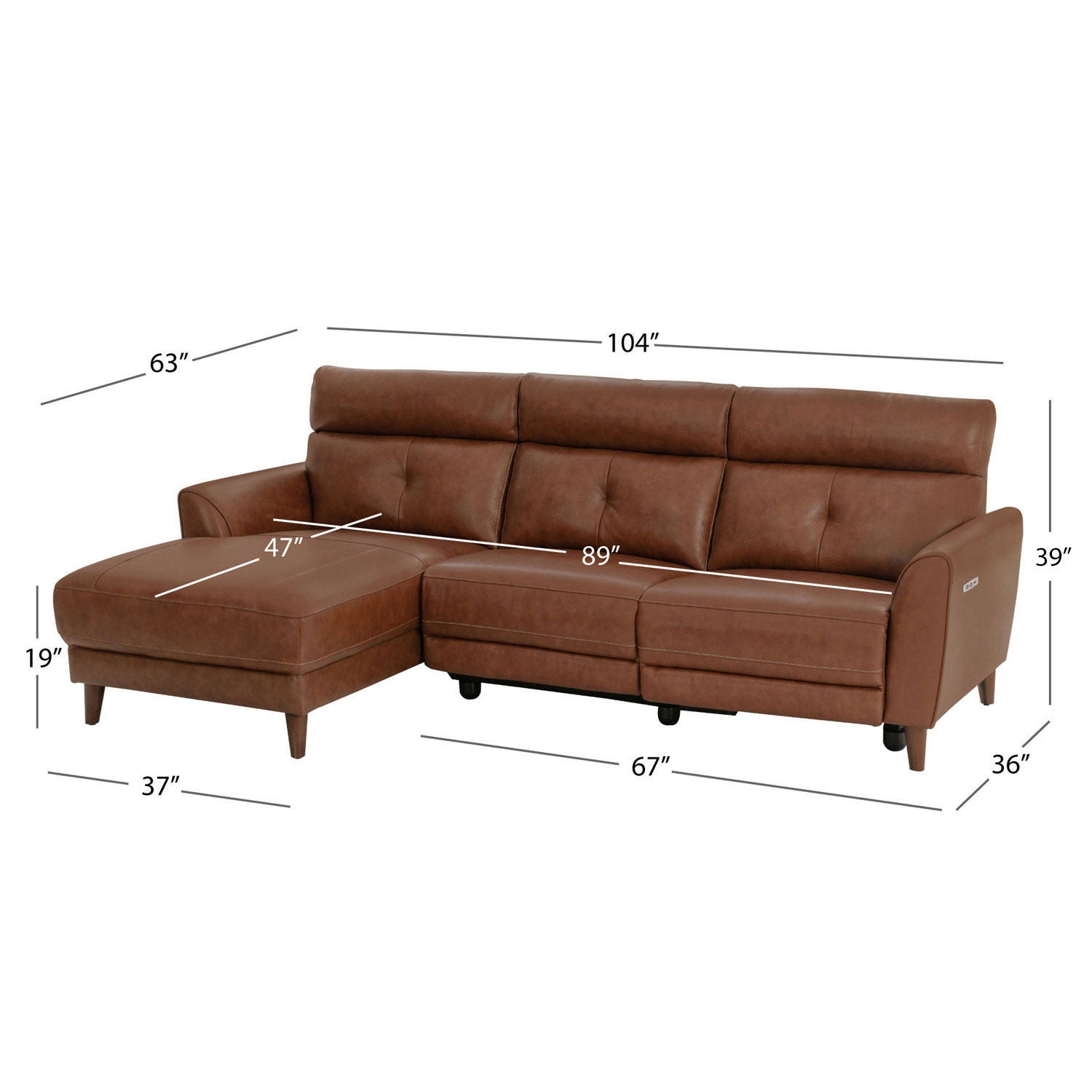Brevin Leather Power Reclining Sectional