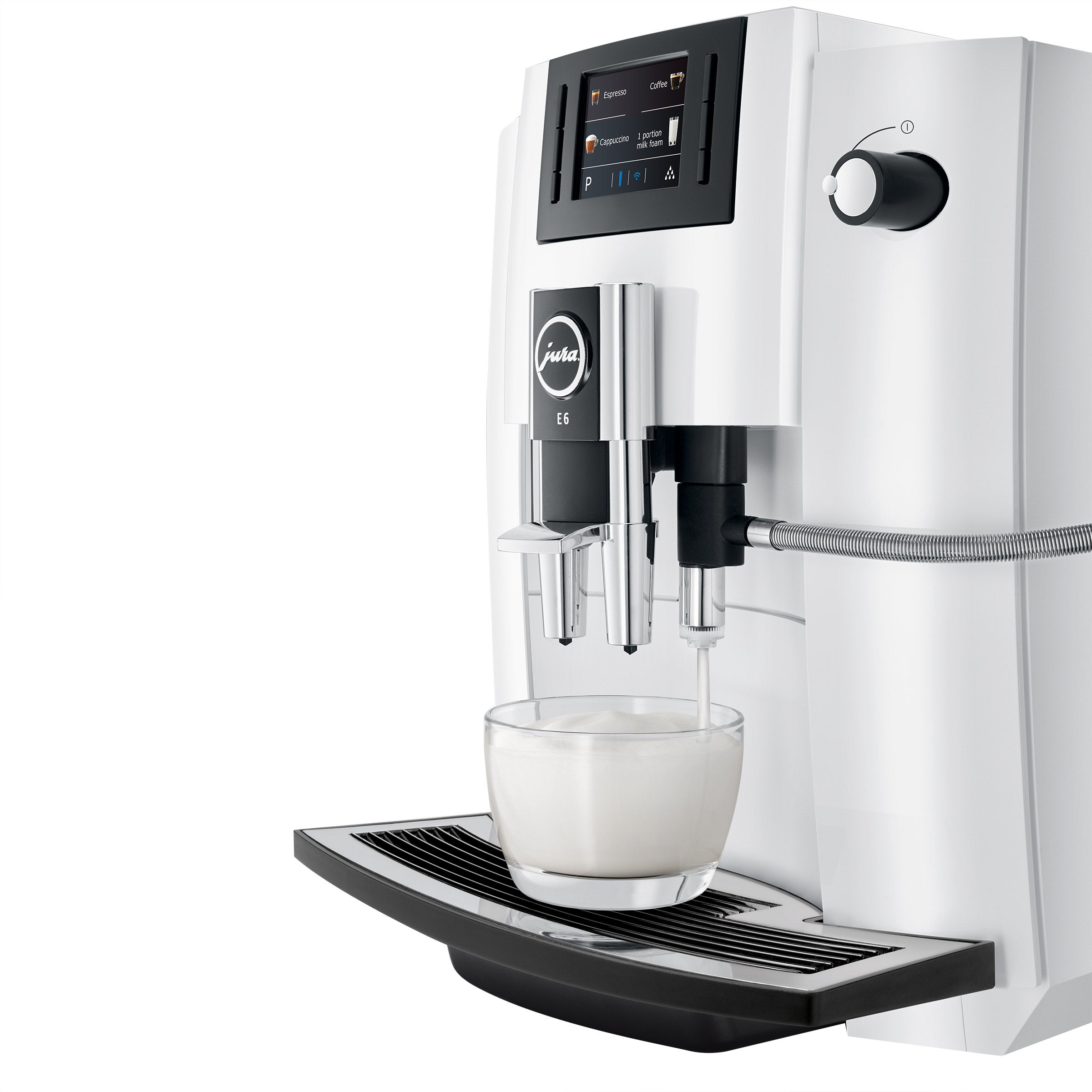 JURA E6 Automatic Coffee Machine, Piano White