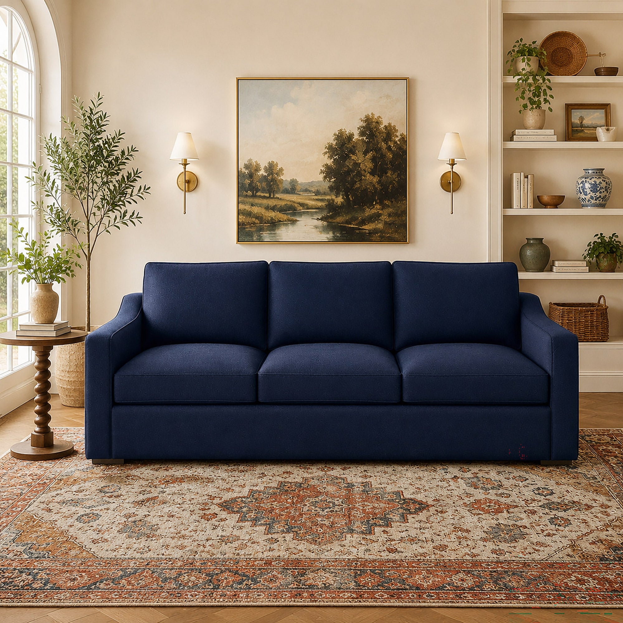 Lovesac Snugg Three Cushion Sofa with Swept Arms, Navy