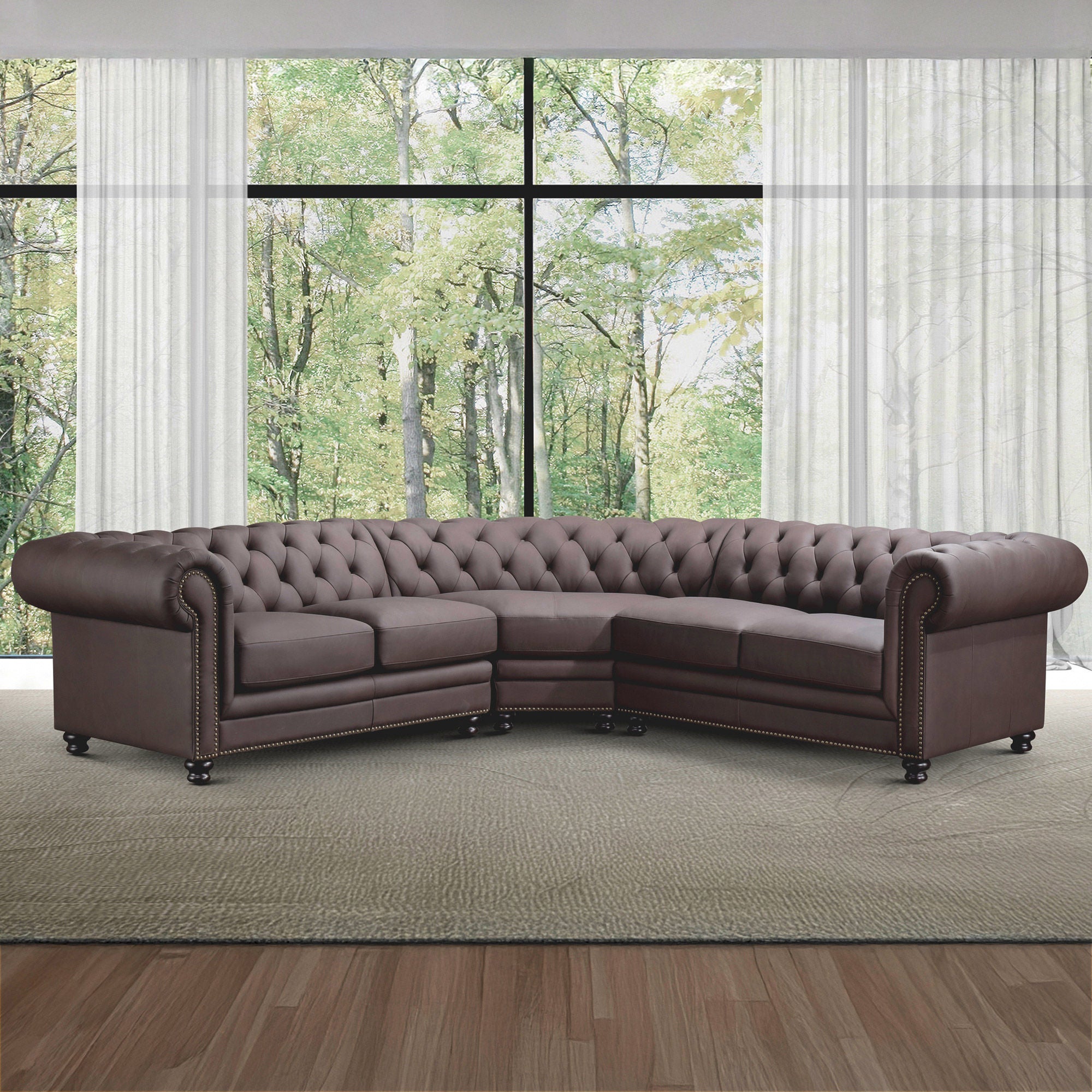 Culver Leather Chesterfield Sectional