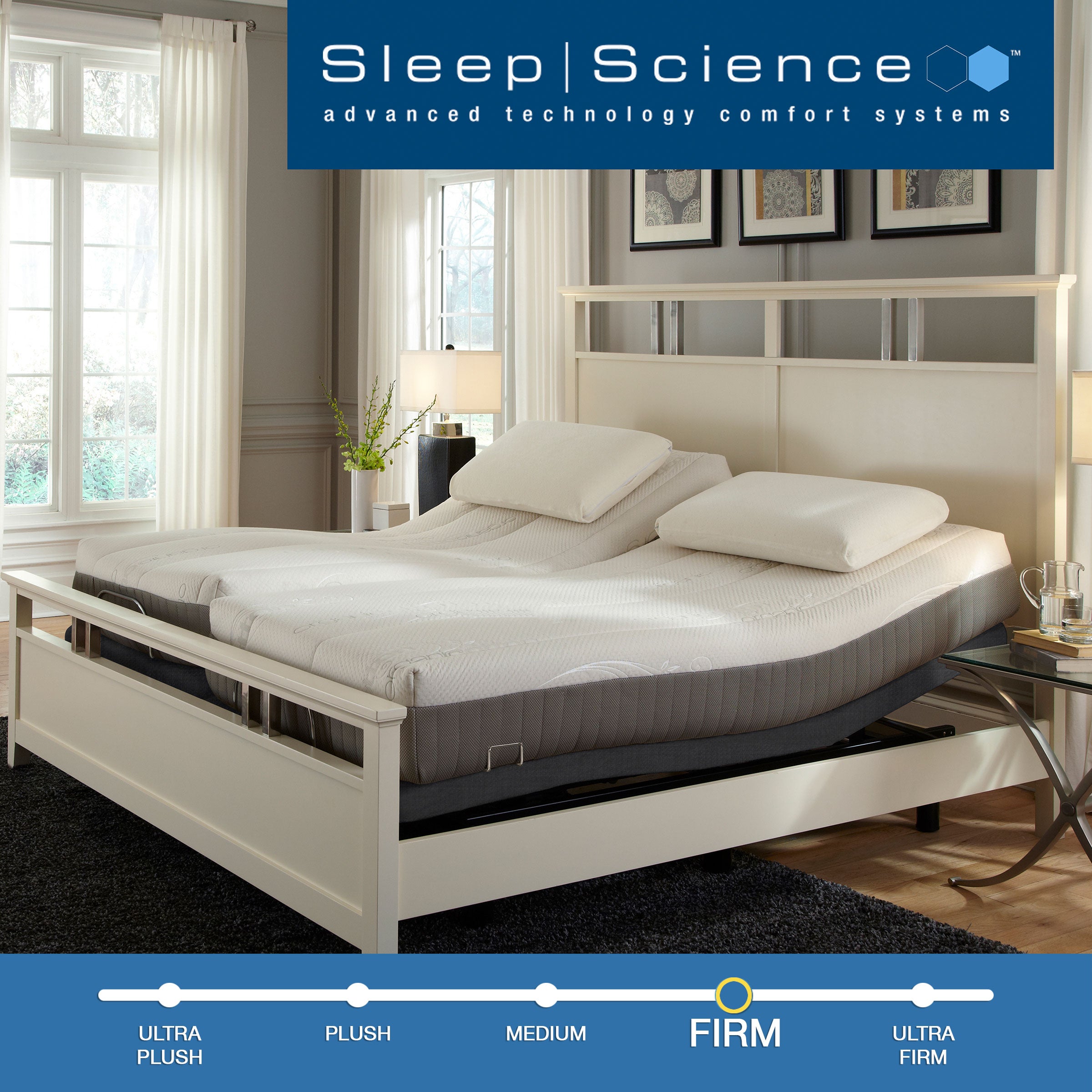 Sleep Science 9" Natural Latex Firm Mattress with Adjustable Power Base
