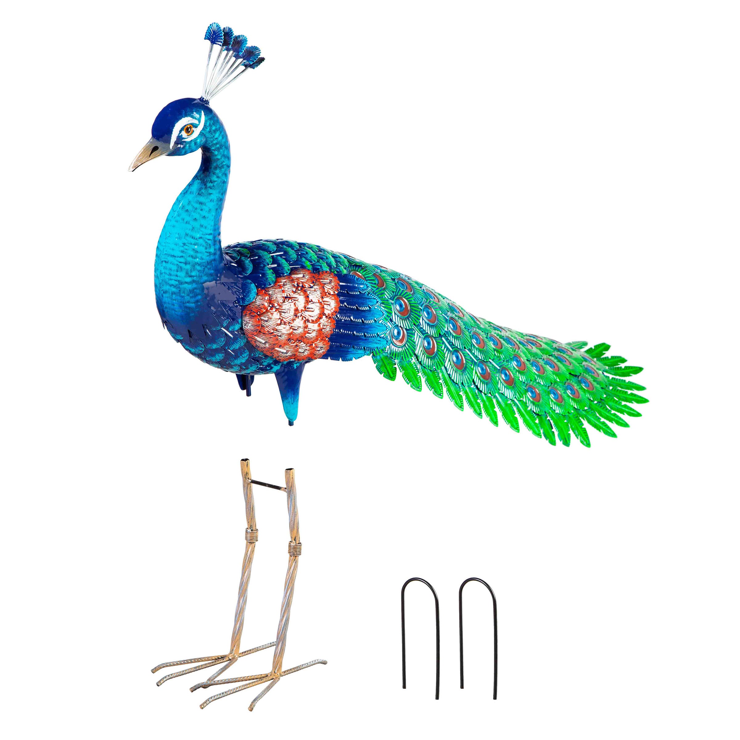 39" Metal Peacock