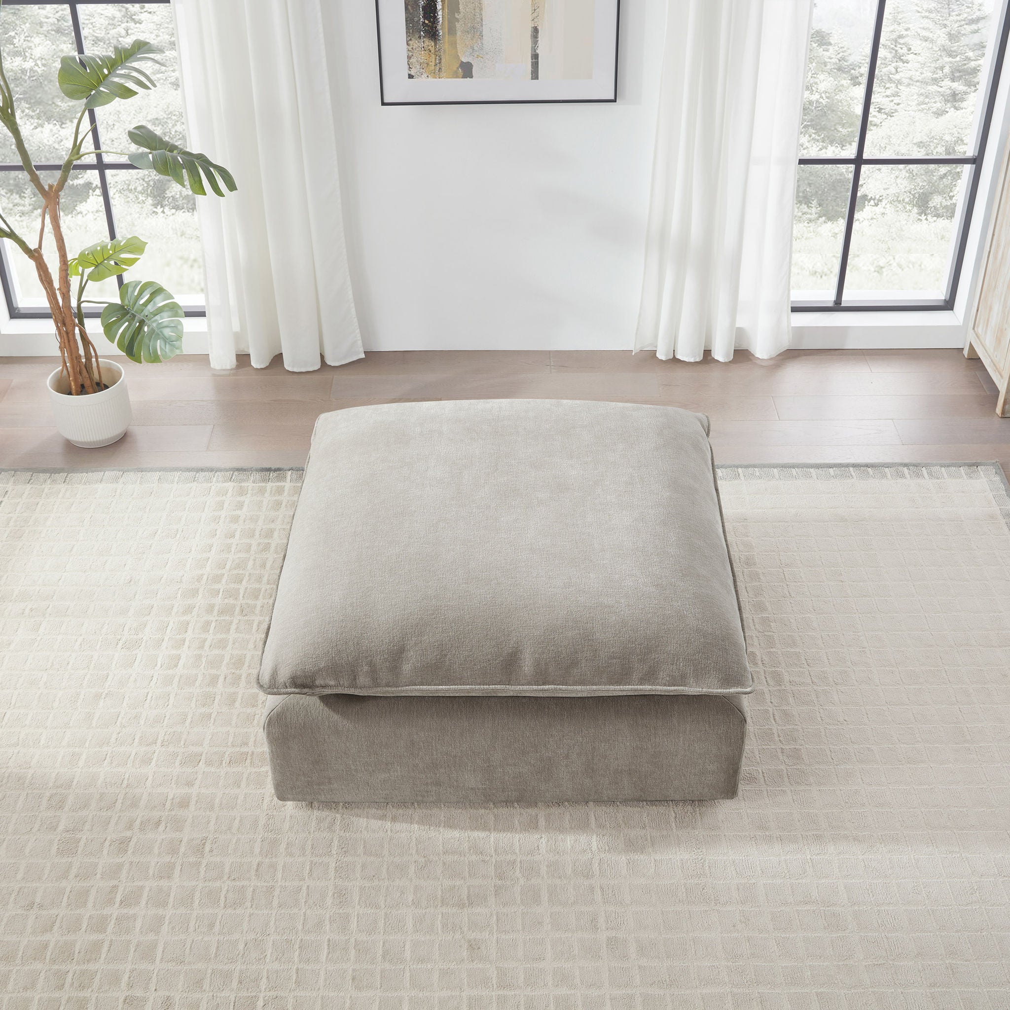 Sereen Fabric Ottoman, Taupe