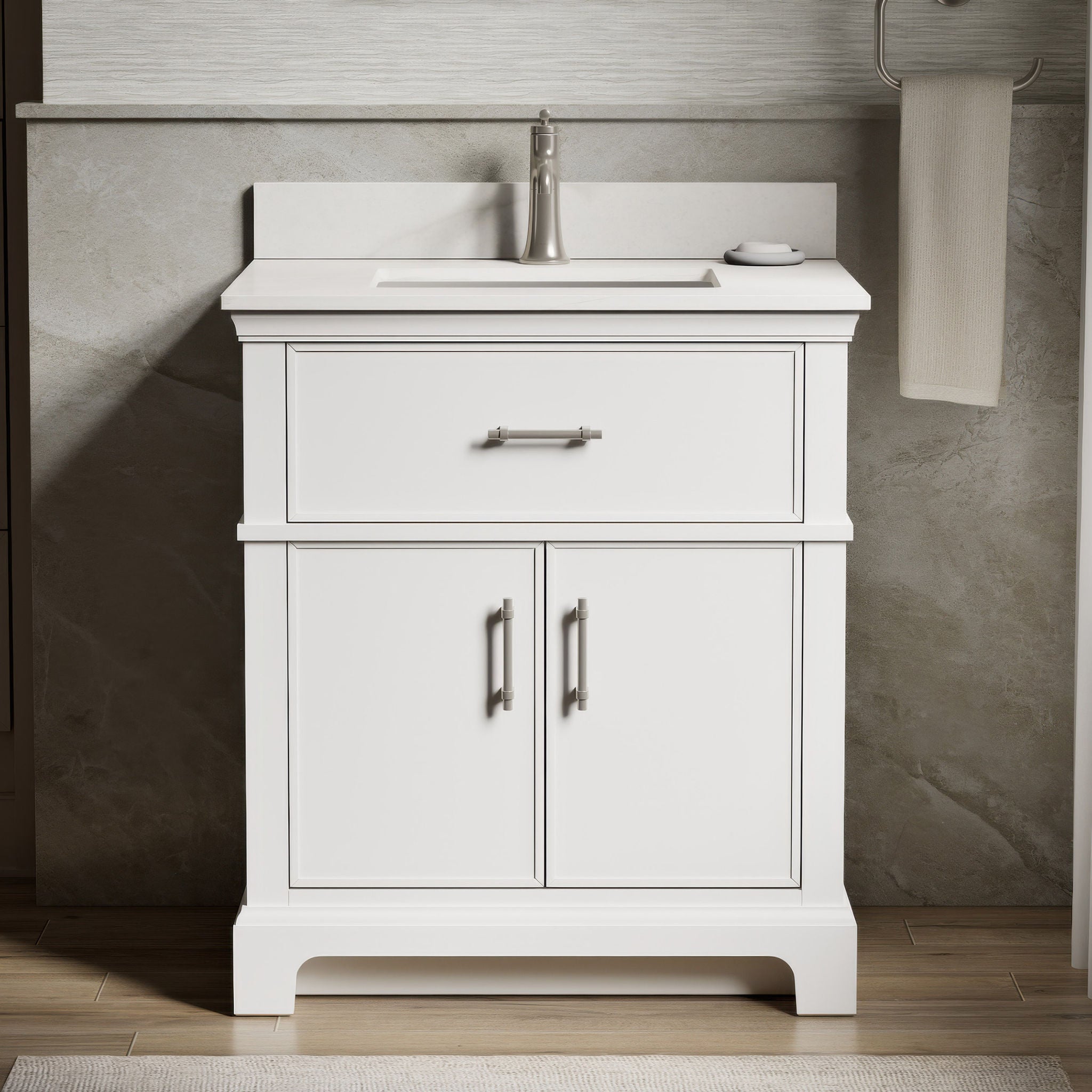 Kohler Chulton Bathroom Vanity with Sink and Quartz Top in White