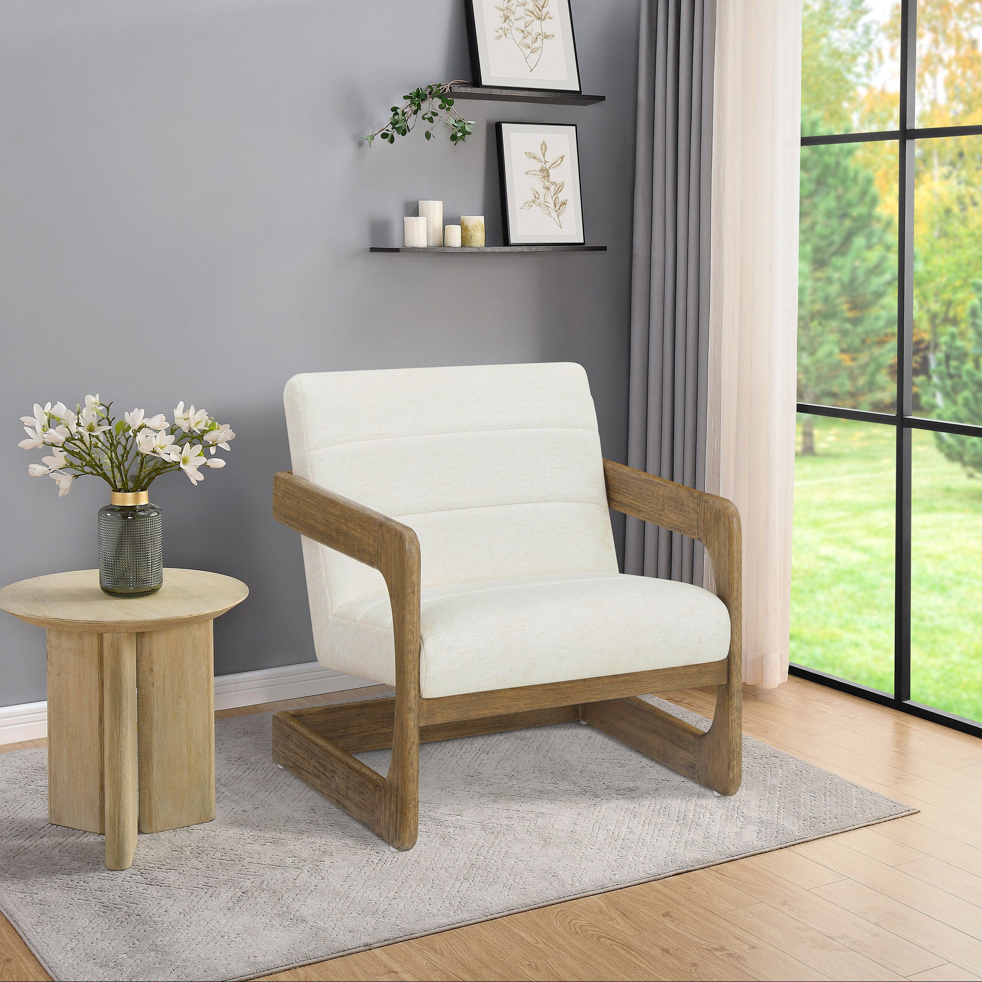 Thomasville Milland Wood Base Fabric Accent Chair