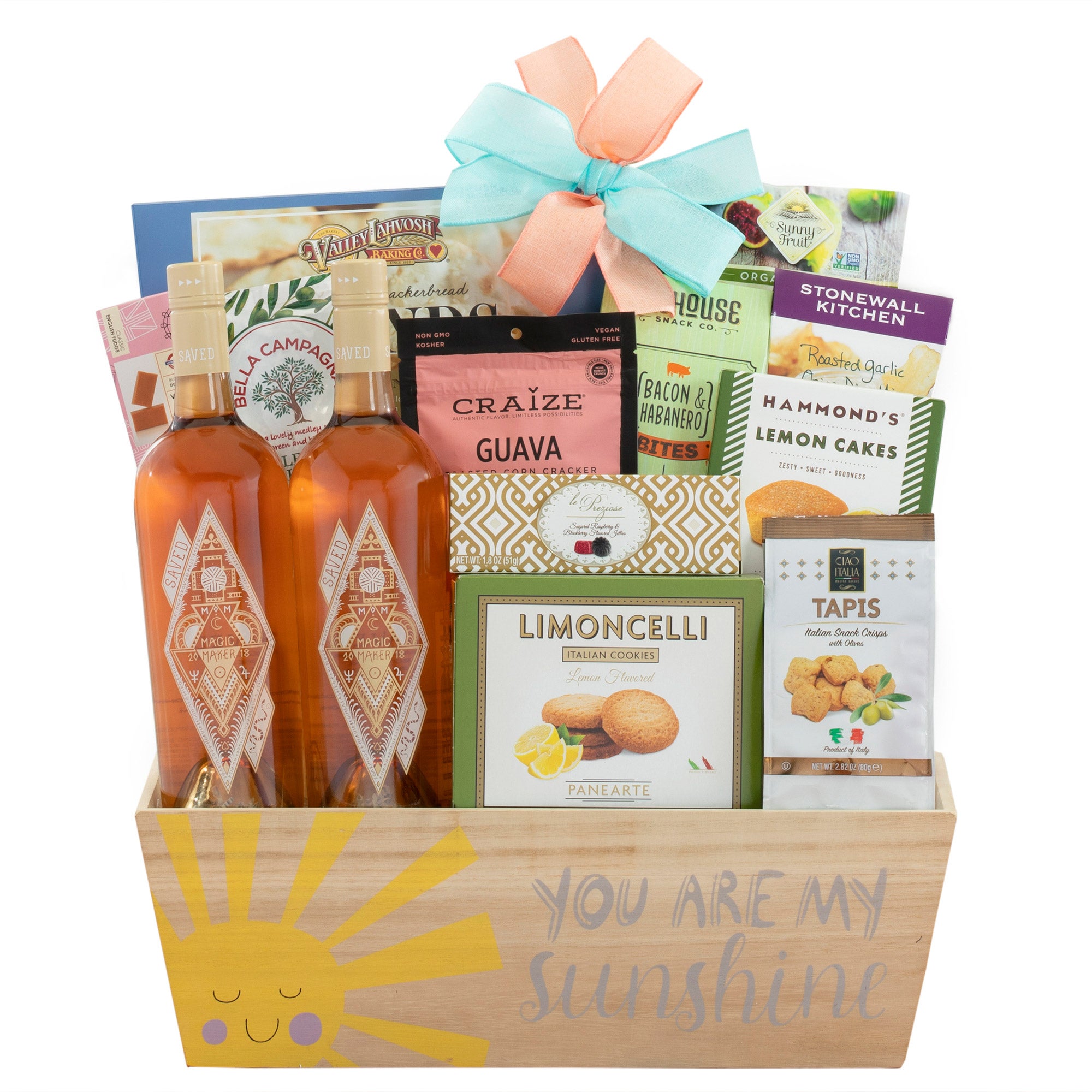 Sunshine & Wine Saved Magic Maker Rose Gift Basket CA ONLY