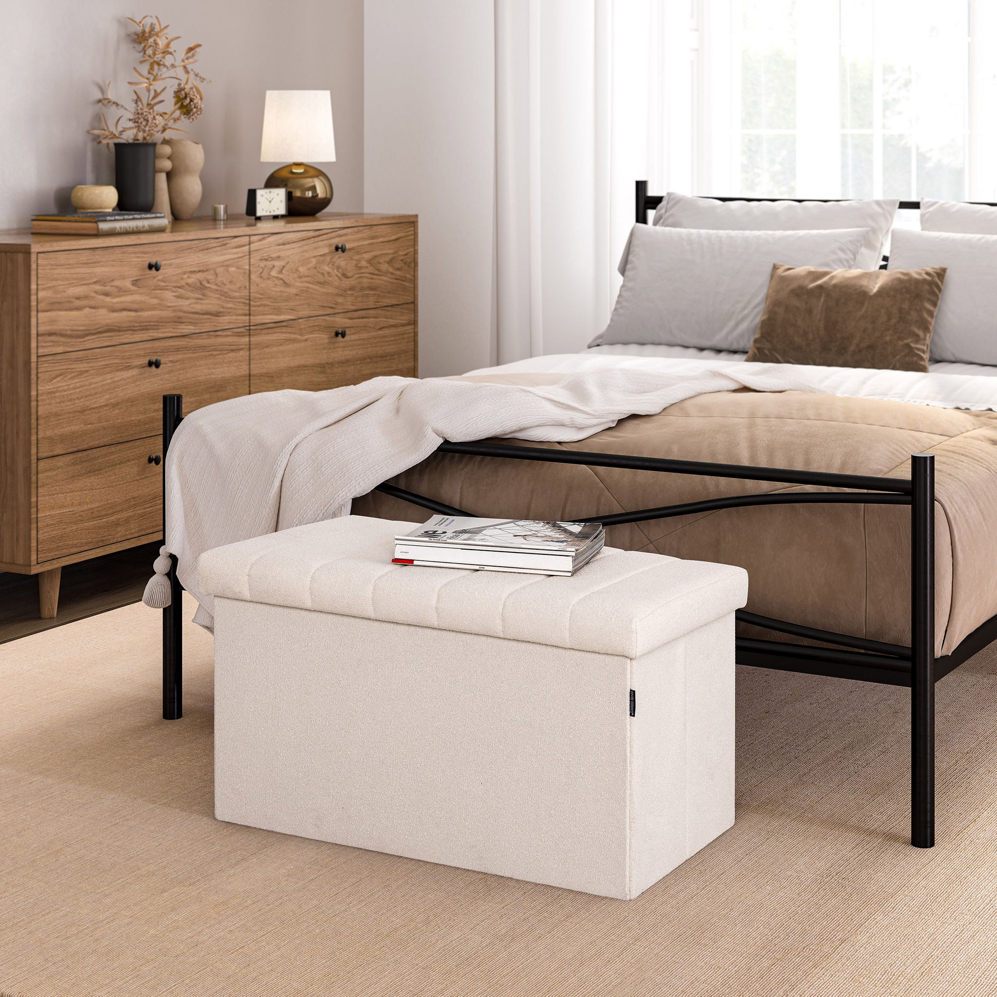 Seville Classics Boucle Foldable Storage Trunk