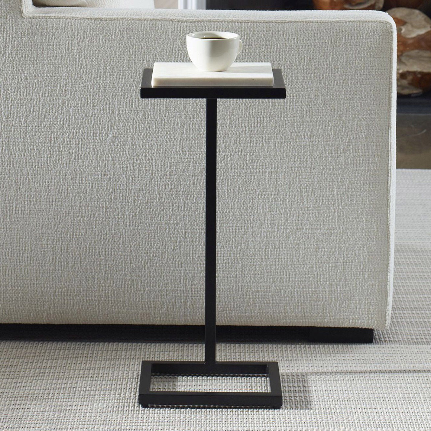 Cailin 23" Side Table, White Marble