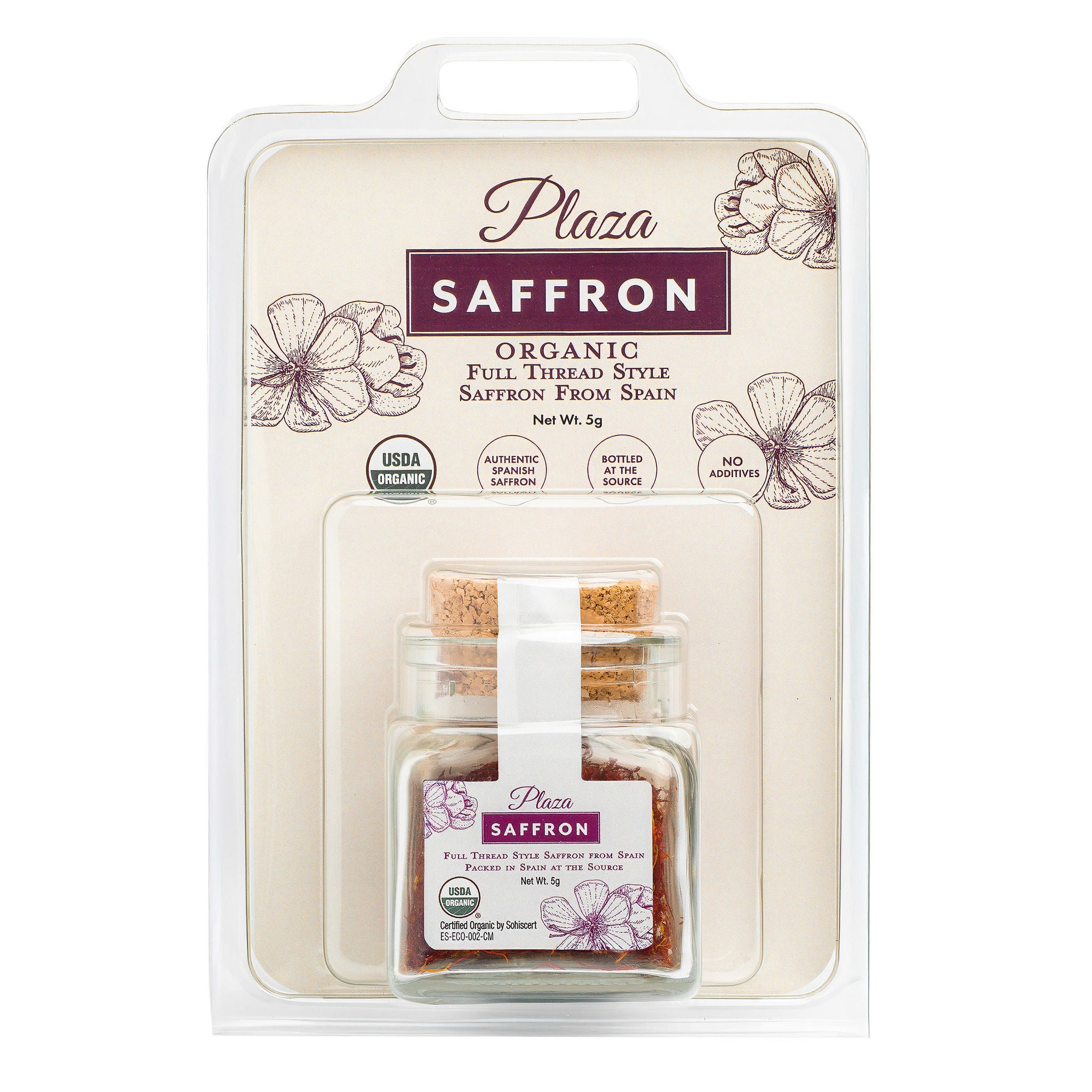 Organic Full Thread Spanish Saffron, 5 Gram Jar
