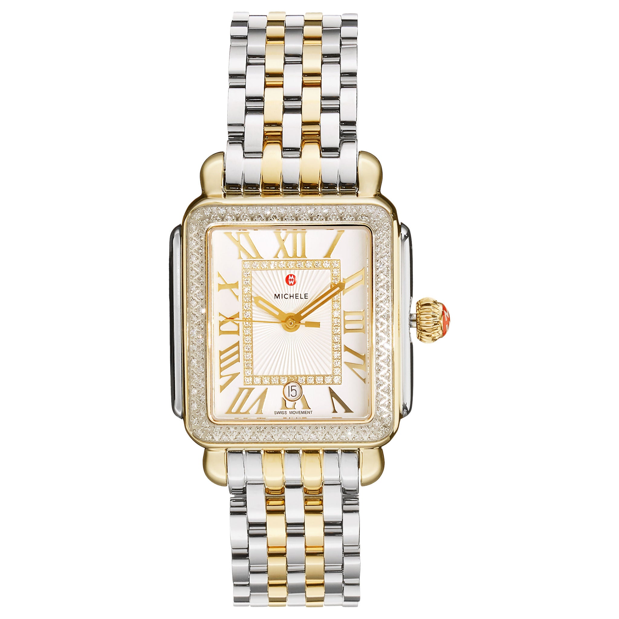 Michele Deco Madison Two-Tone Diamond Dial Quartz Women's Watch, 35mm