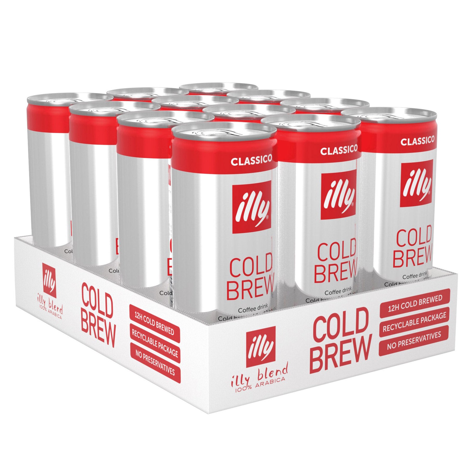 Illy Cold Brew Coffee Drink, Classico, 8.45 fl oz, 12-count