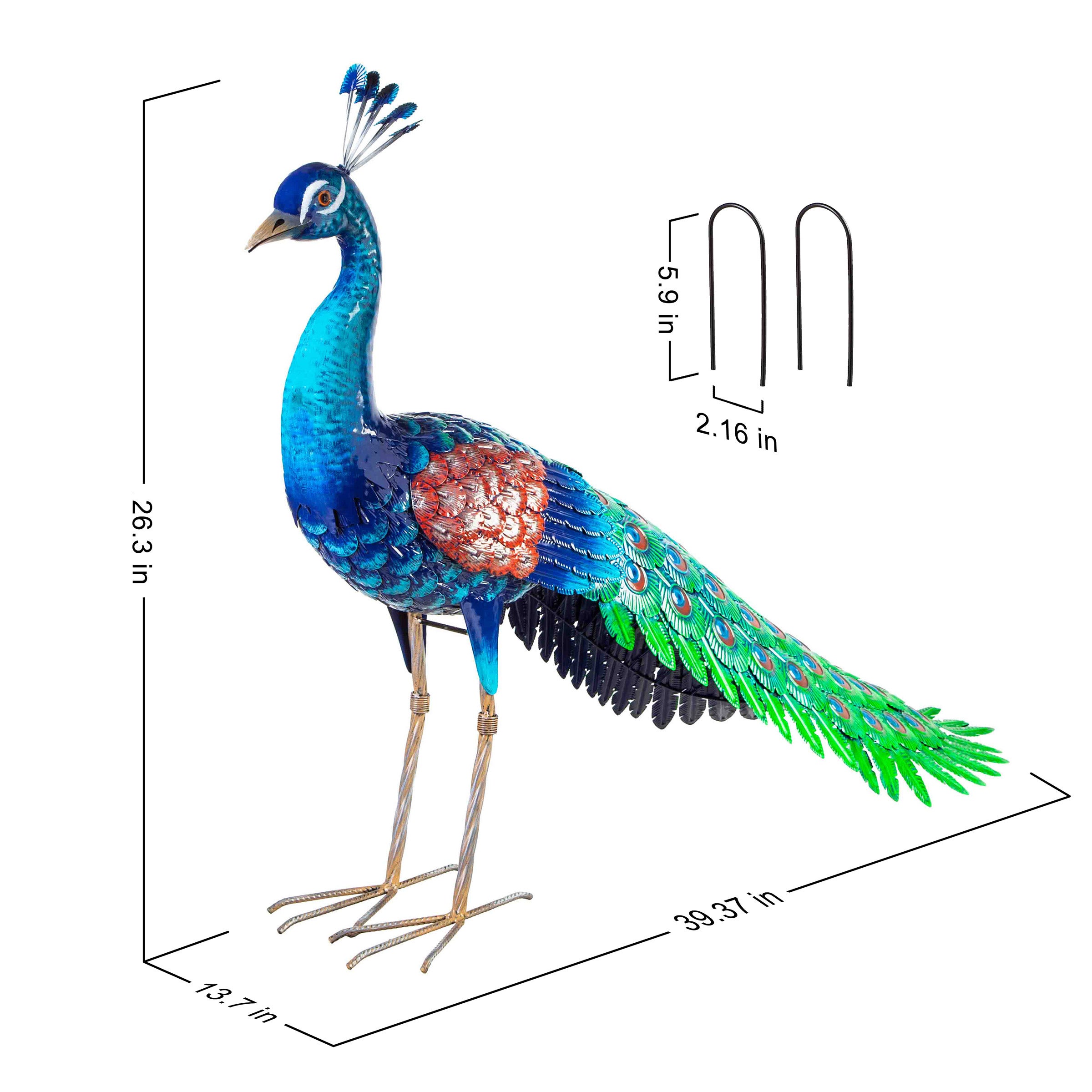 39" Metal Peacock