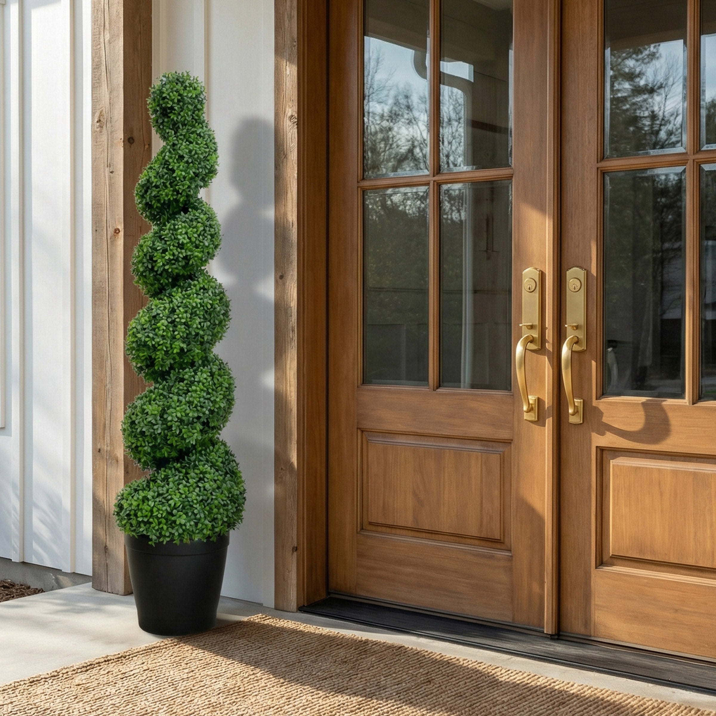 Faux 5' UV Resistant Spiral Boxwood Topiary Tree