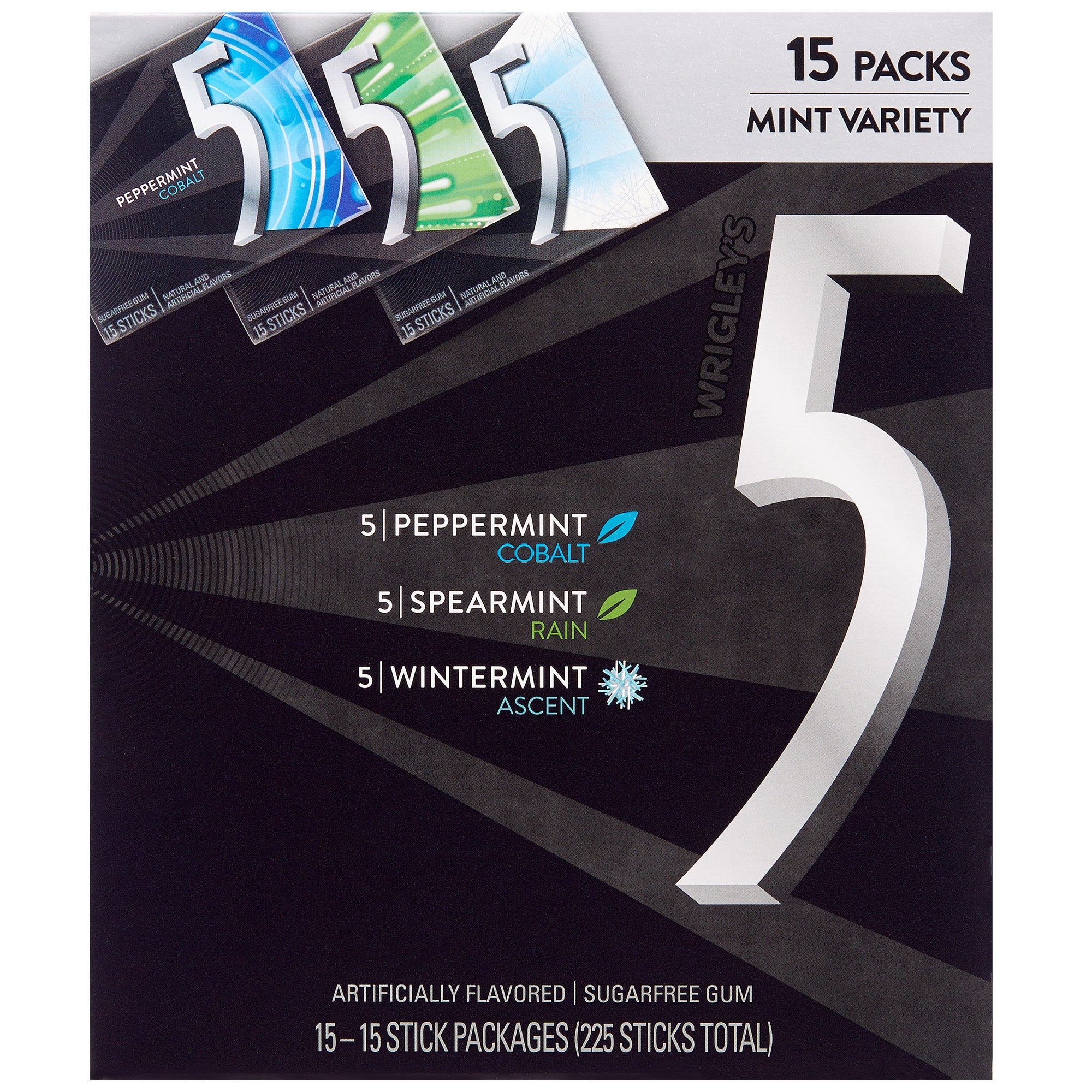 Wrigley's 5, Mint Variety Pack, 15-count
