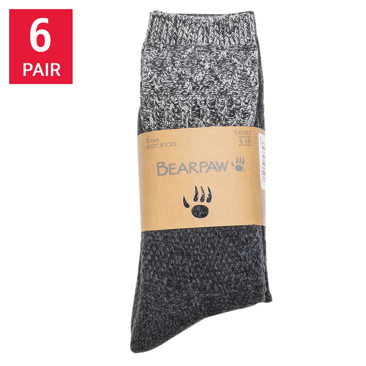 BEARPAW Women's Boot Sock, 6-pair