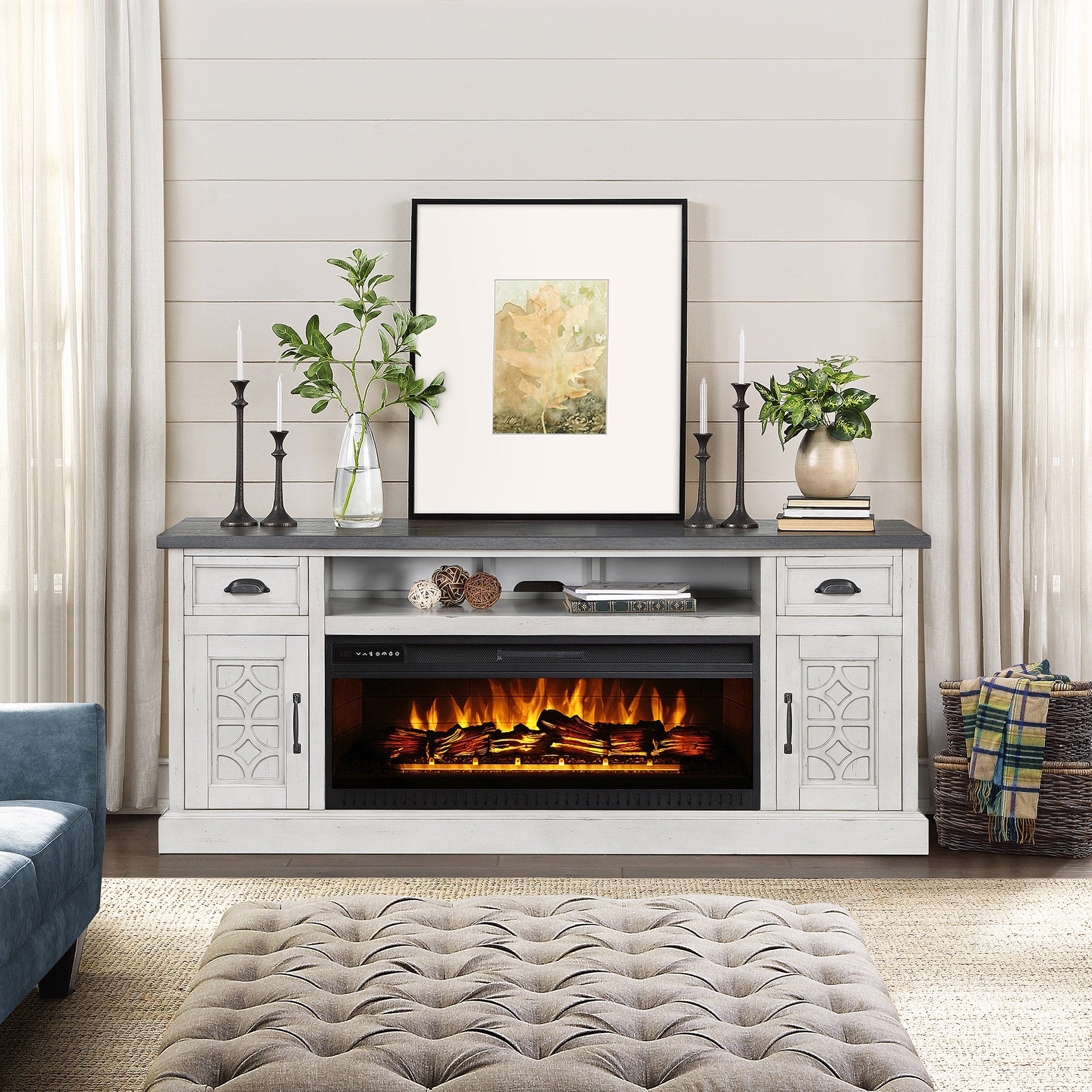 Ashlyn 74" Console with Electric Fireplace
