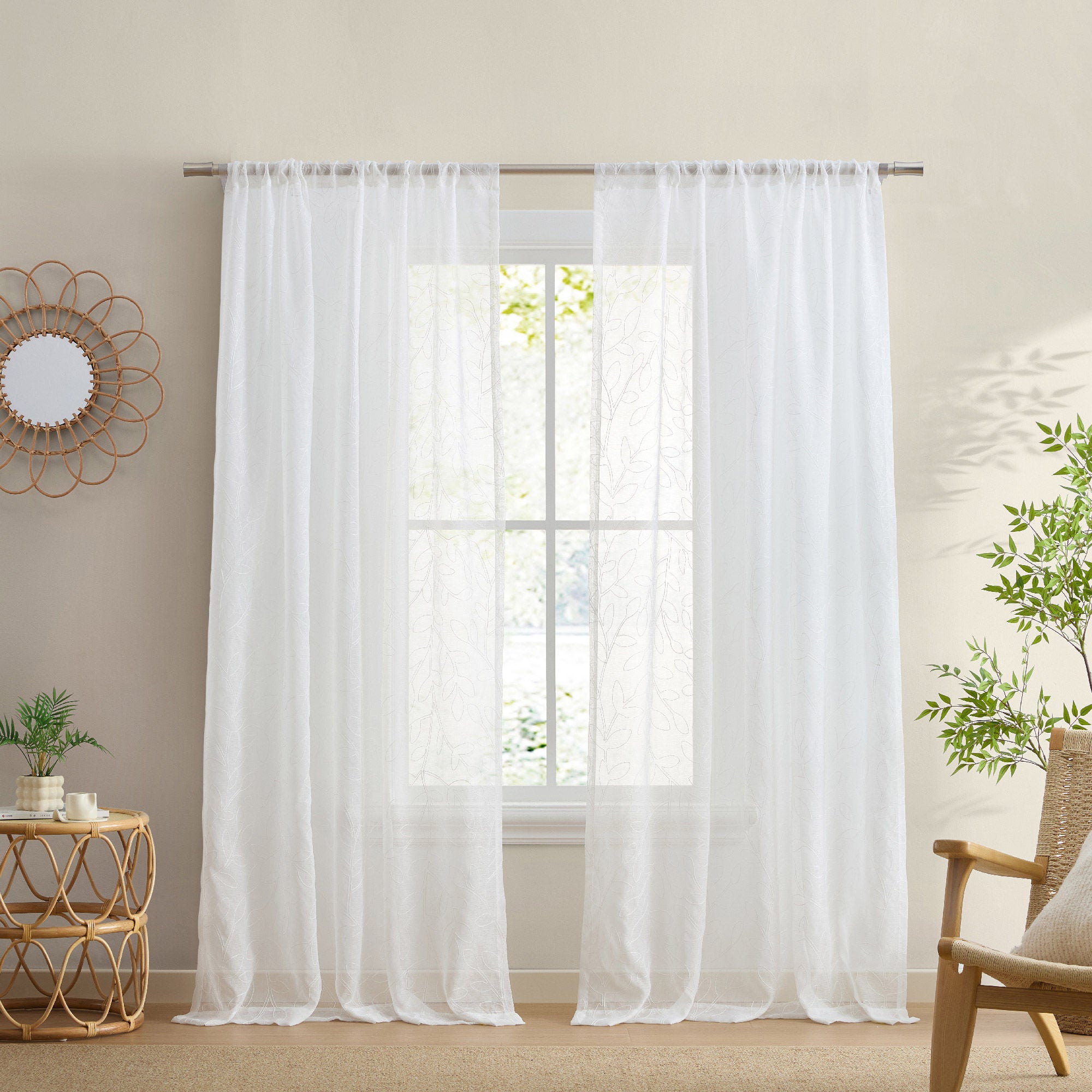 Aliso Embroidered Sheer Window Curtain