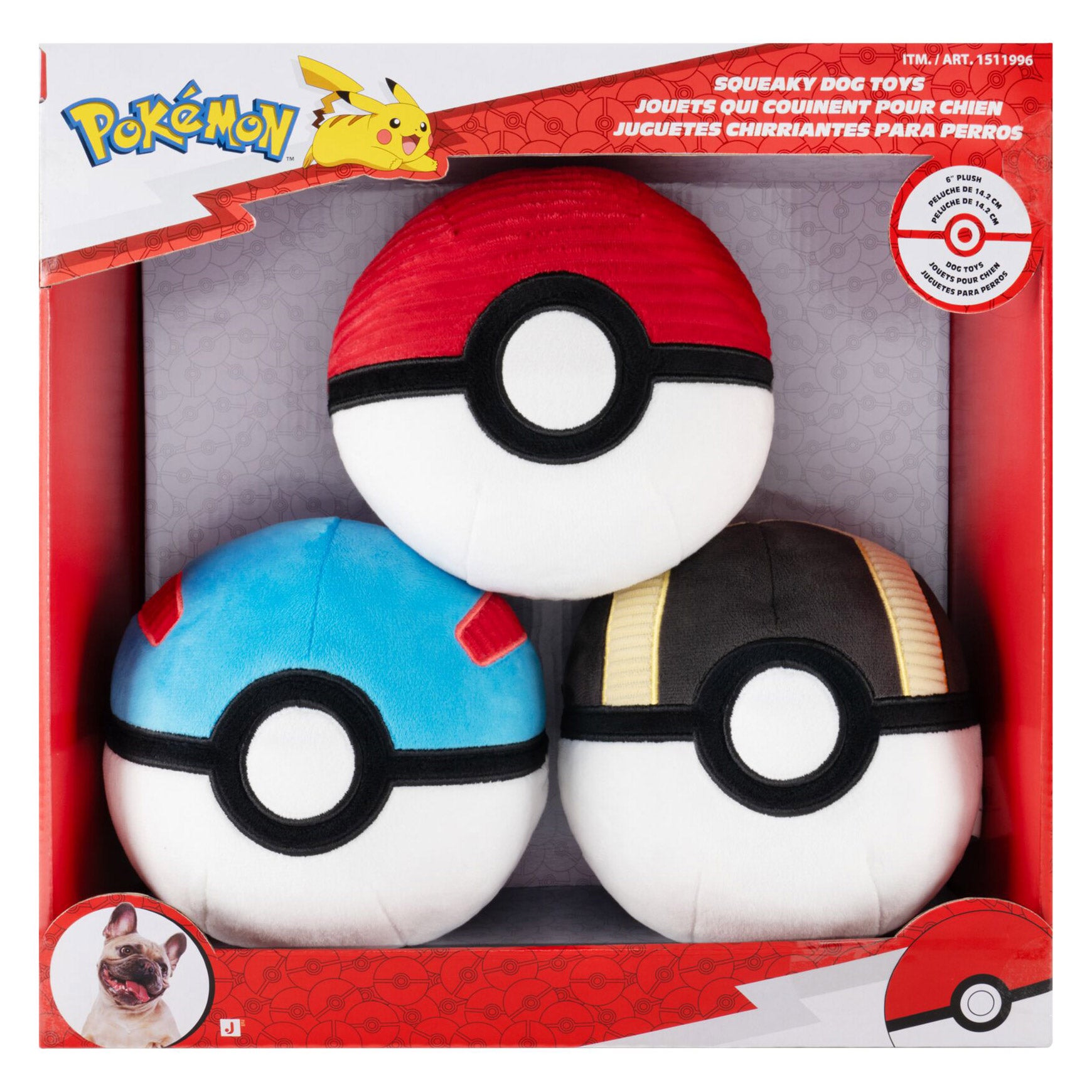 Pokémon Squeaky Dog Toys, 3-count