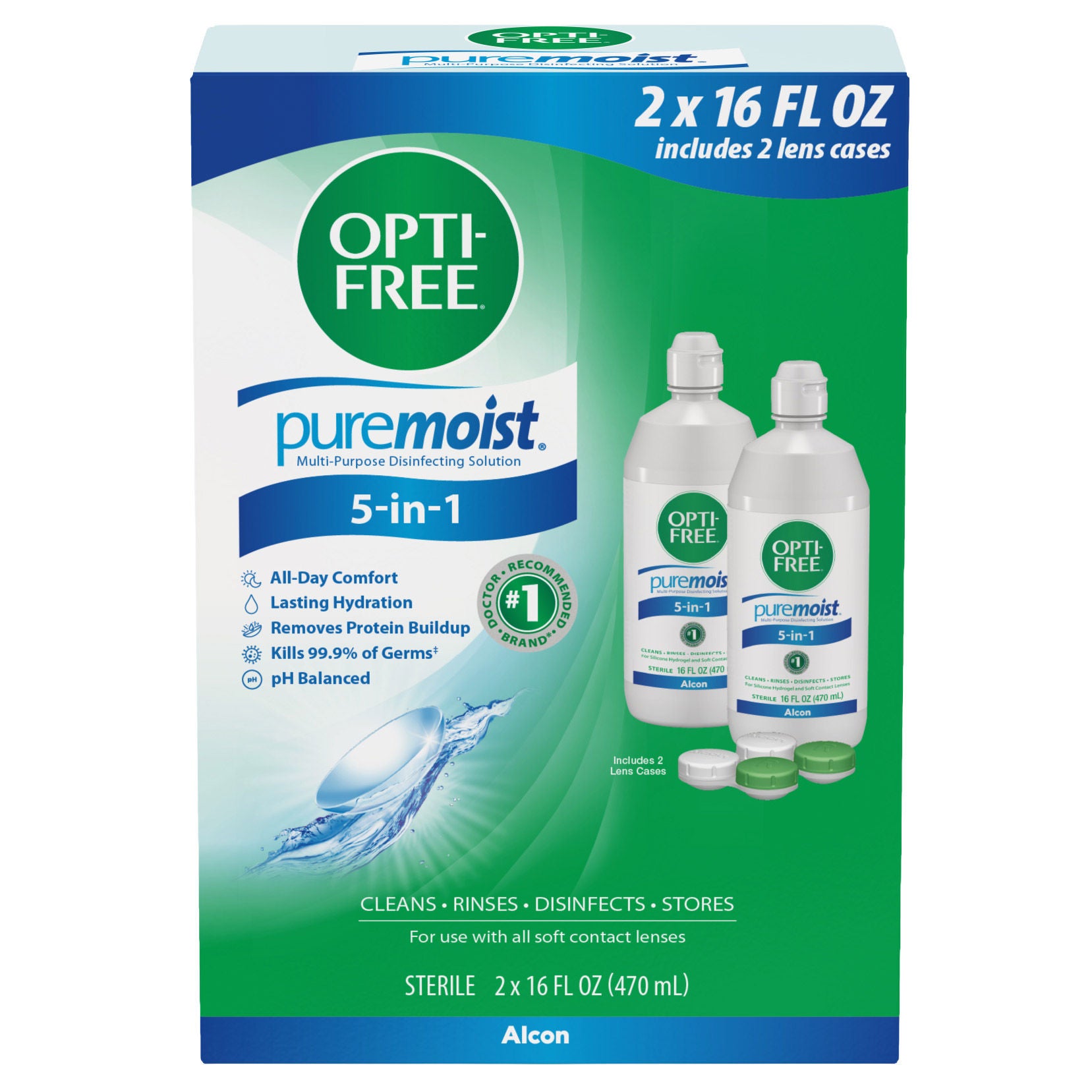 OPTI-FREE PureMoist Multi-Purpose Disinfecting Solution, 32 Ounces