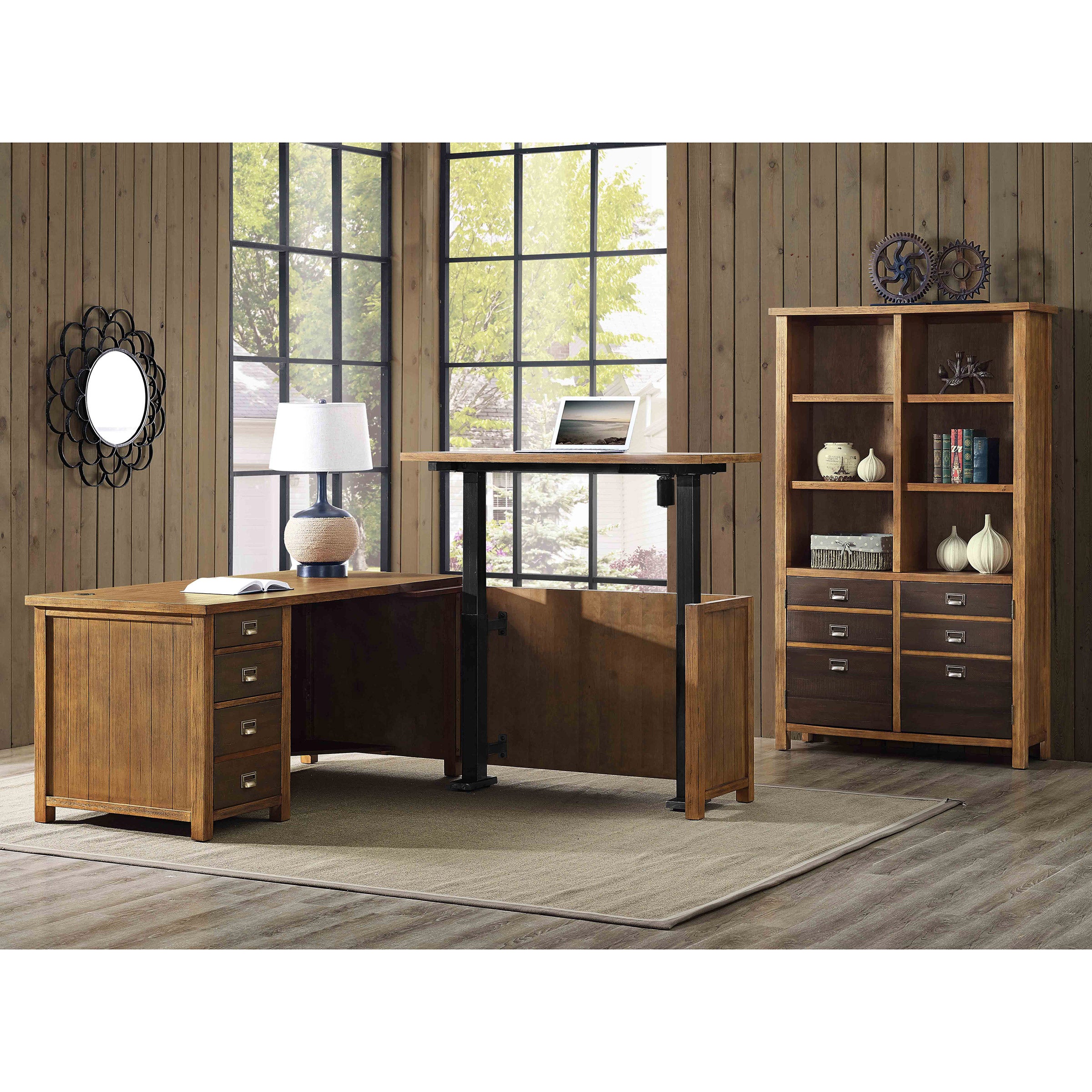 Hester L Desk with Adjustable Return and Bookcase