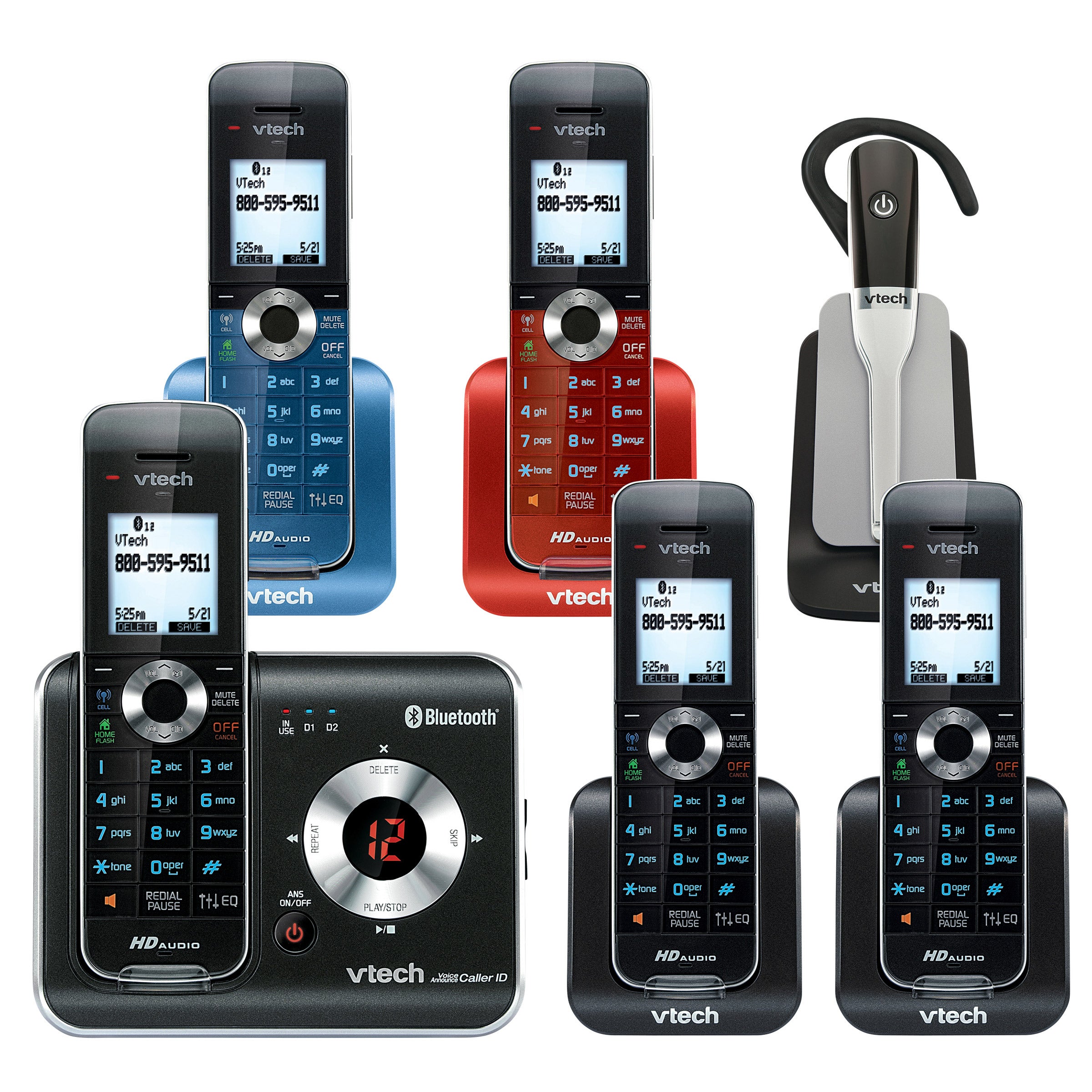 VTech DECT 6.0 DS6472-6 5-Handset Bundle with Headset