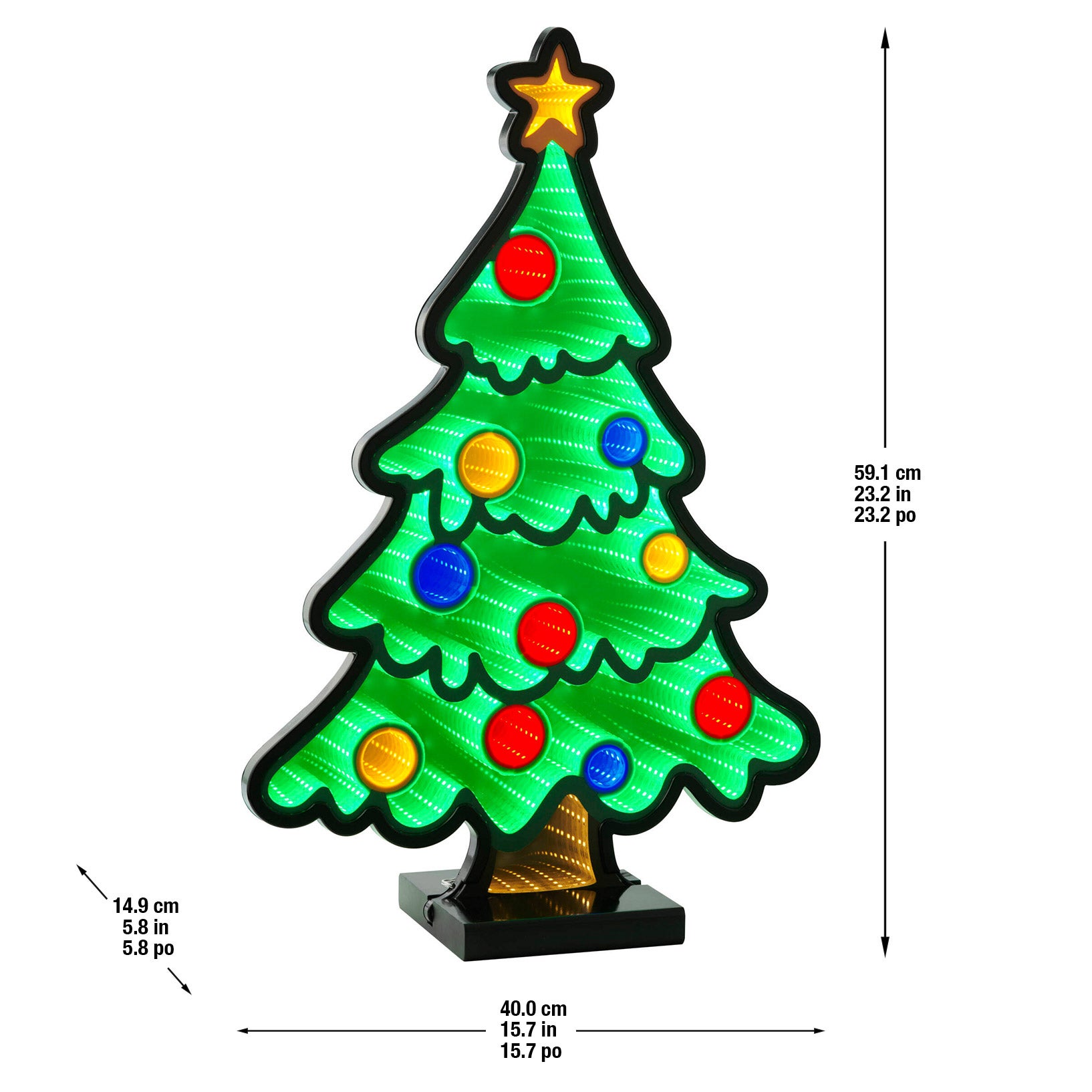 23.2" Holiday Infinity Mirror Christmas Tree