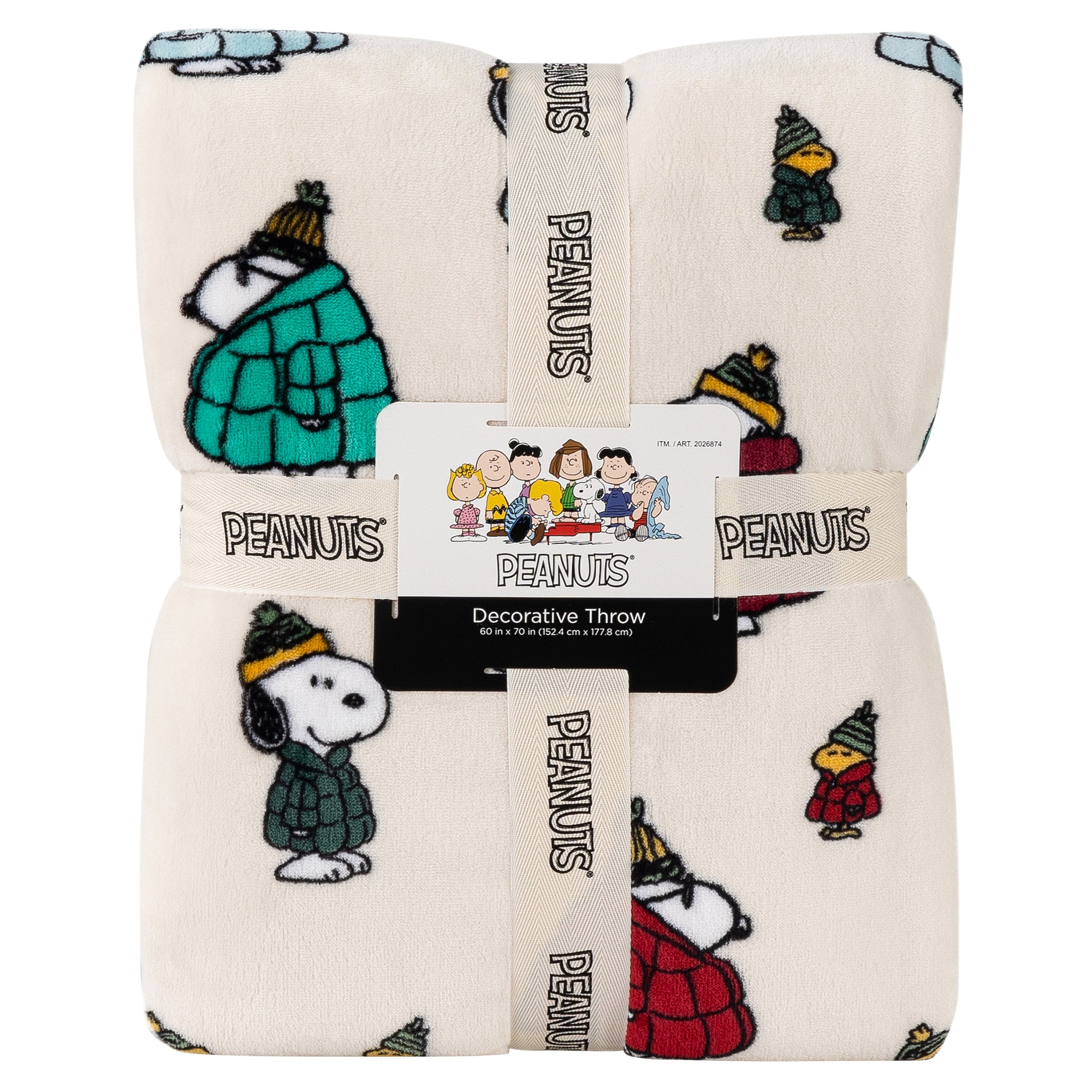 Peanuts Printed VelvetLoft Throw, Holiday 2-pack