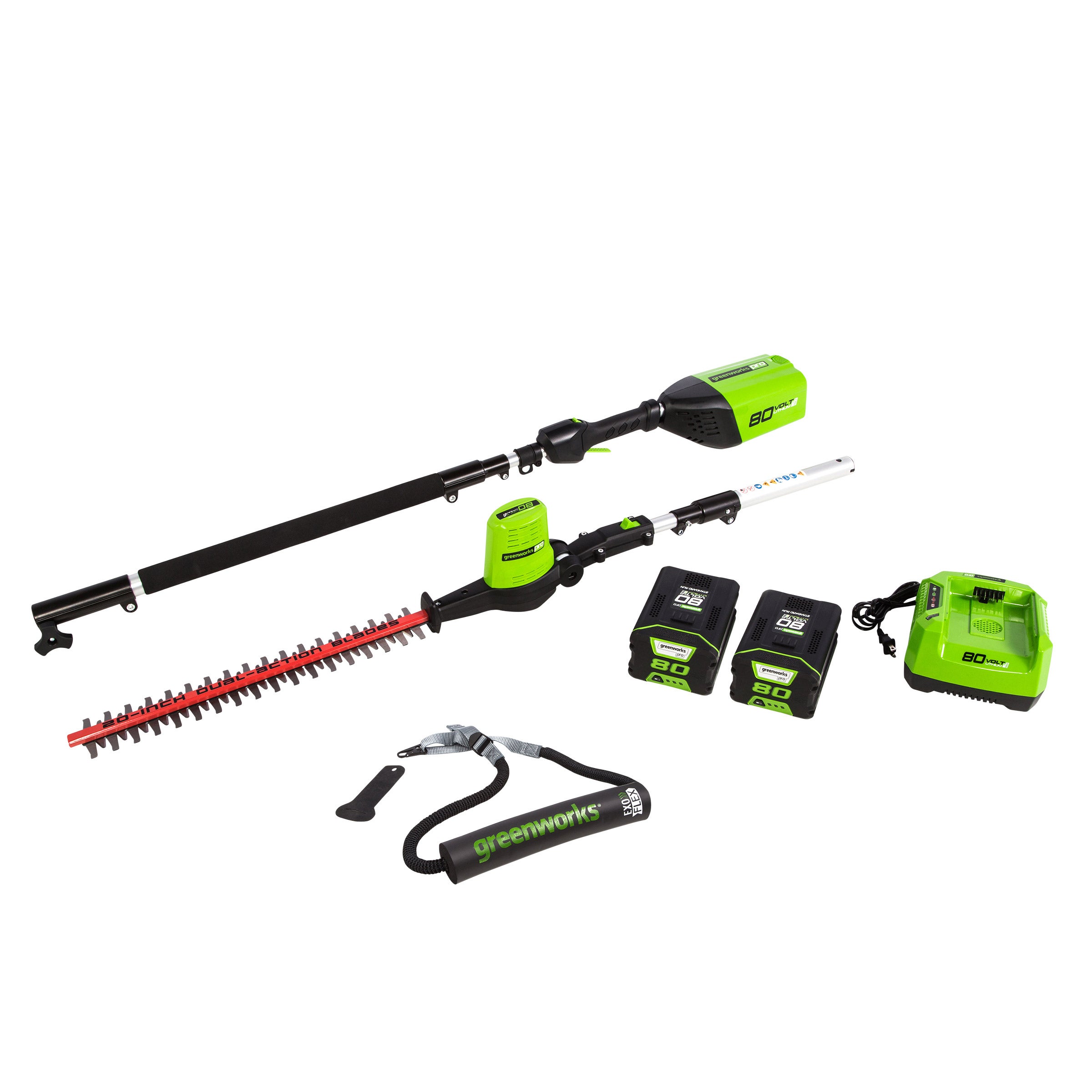 Greenworks 80V Pole Hedge Trimmer with Battery and Charger