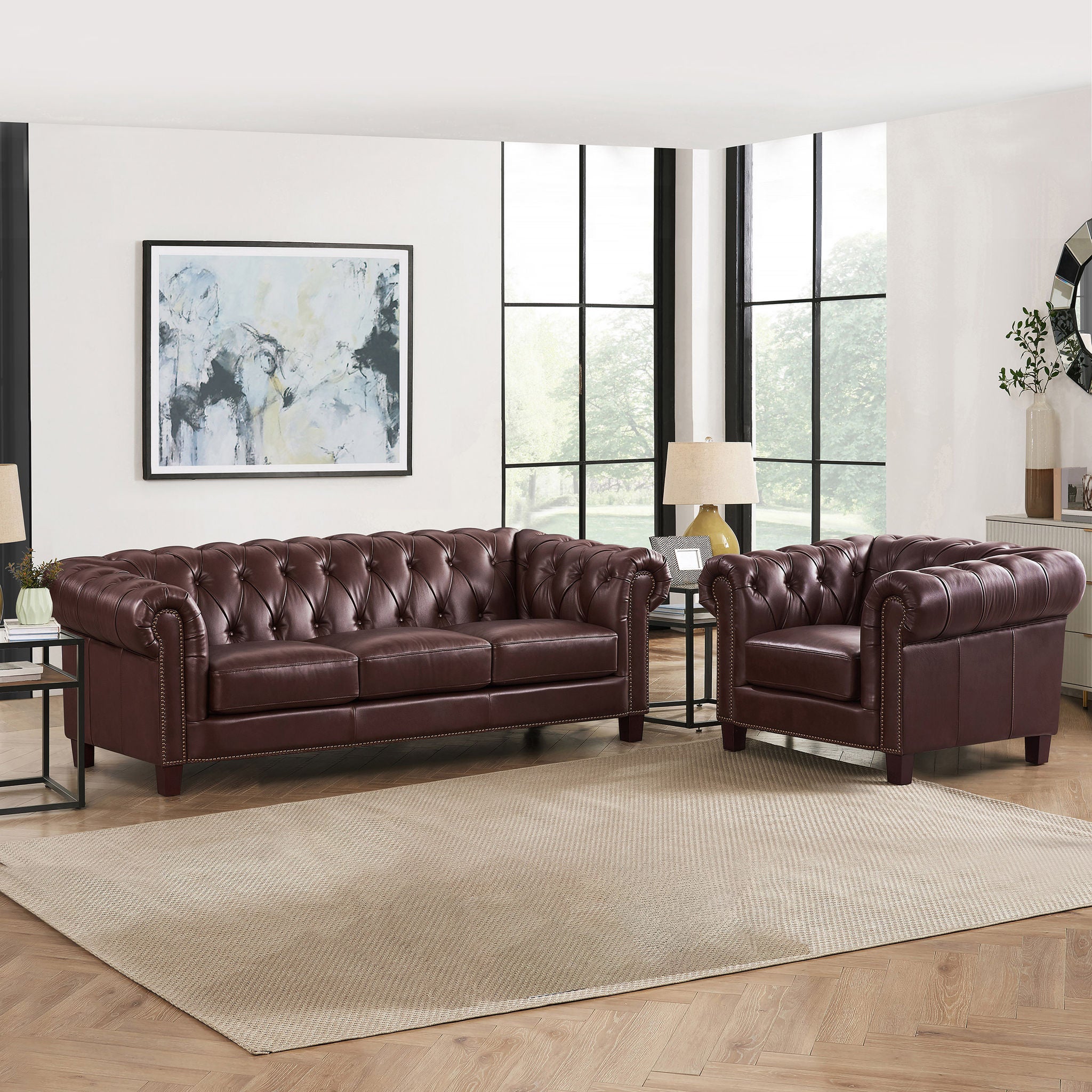 Baldwin Top Grain Leather Sofa Collection, Brown