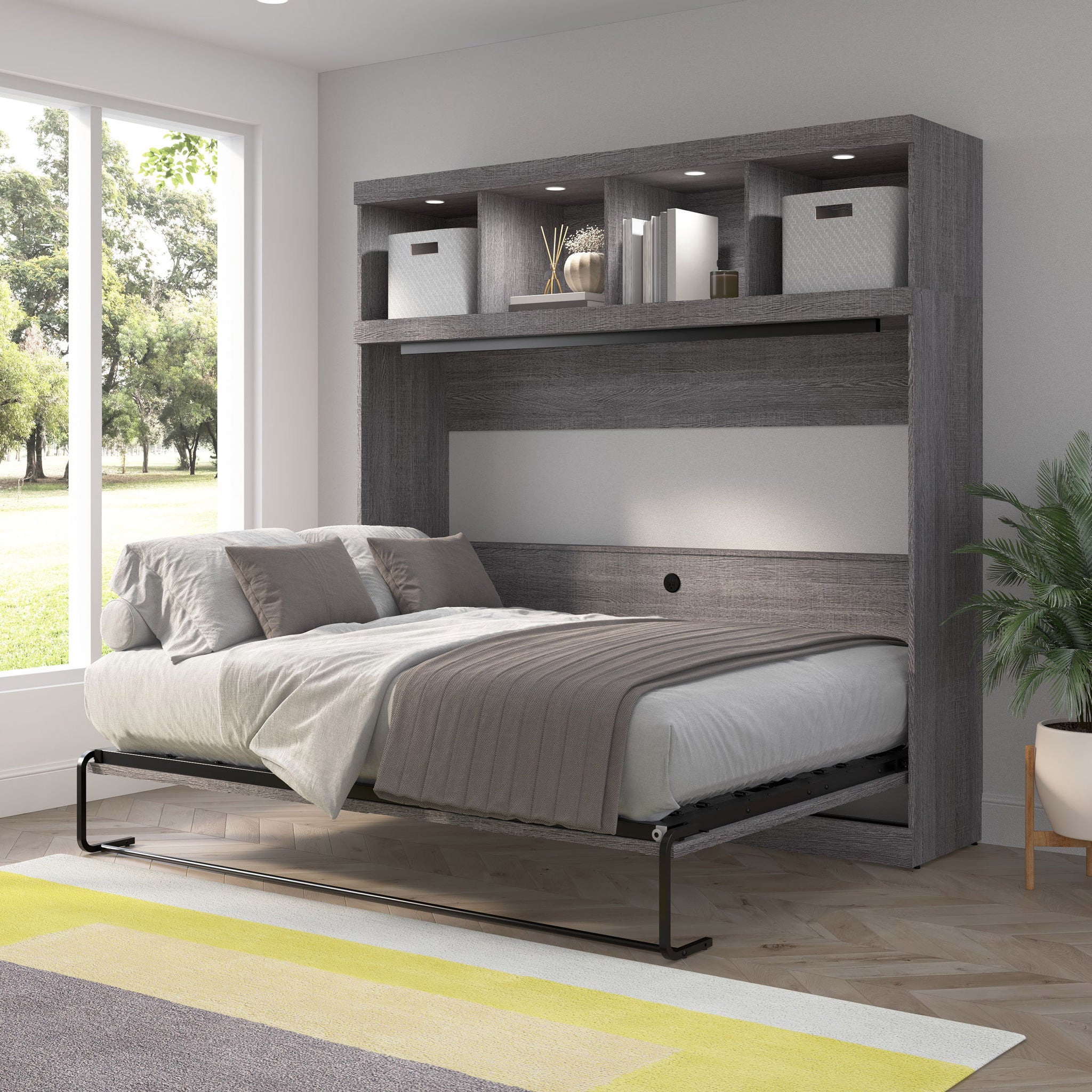 Oasis Horizontal Murphy Bed with Overhead Storage, Queen Size