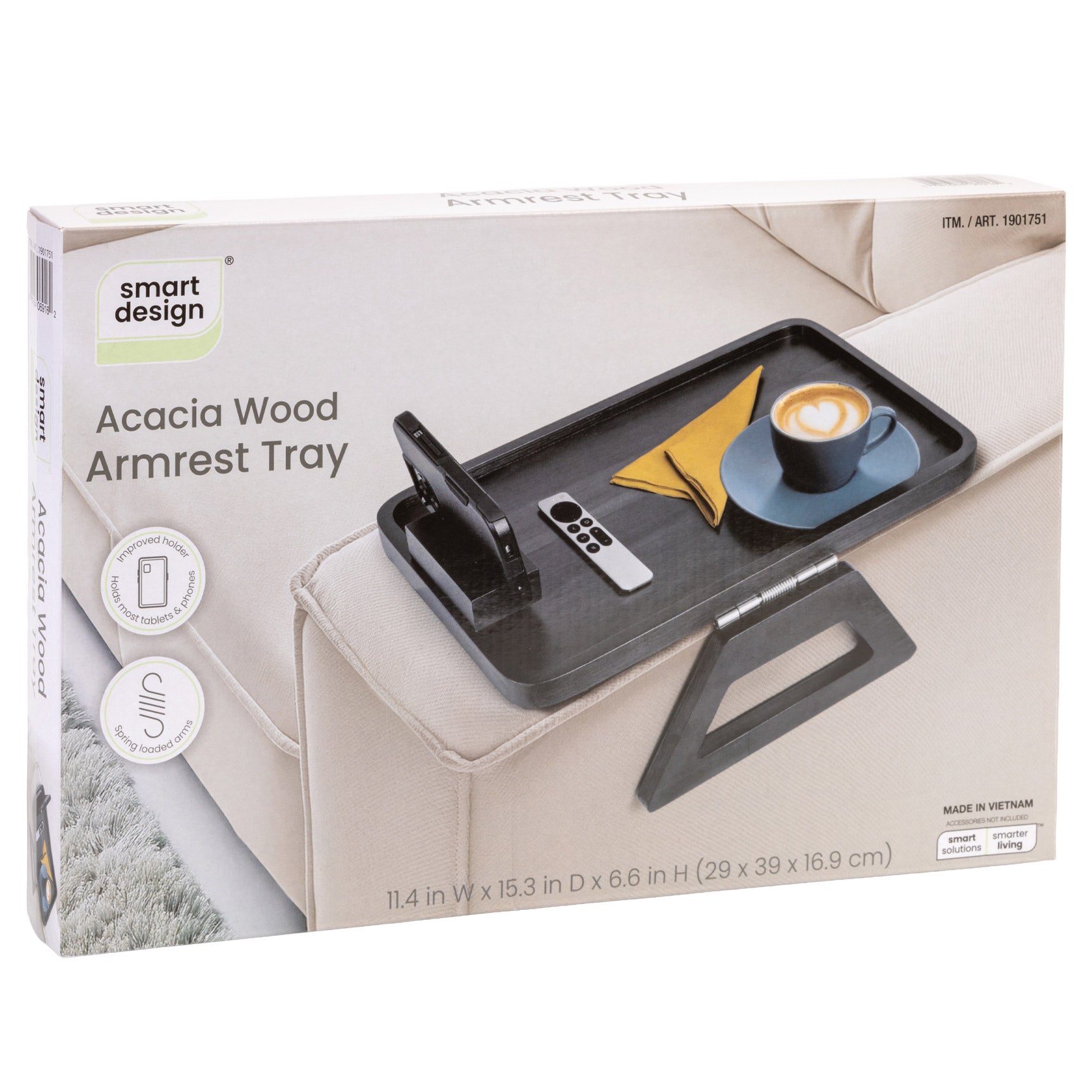 Smart Design Acacia Armrest Tray