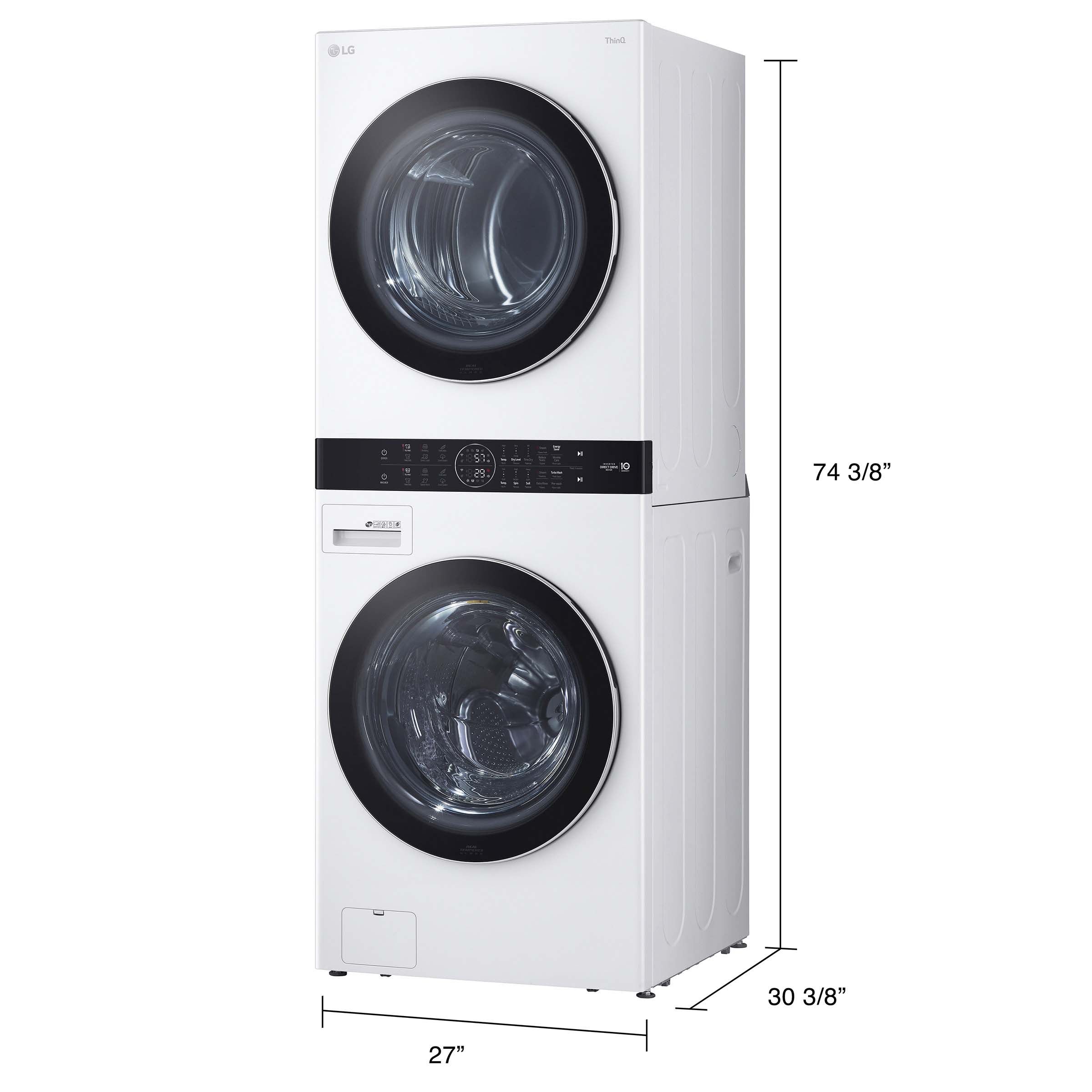 LG WashTower Single Unit ELECTRIC with Center Control 4.5 cu. ft. Front Load Washer and 7.4 cu. ft. Dryer with TurboSteam