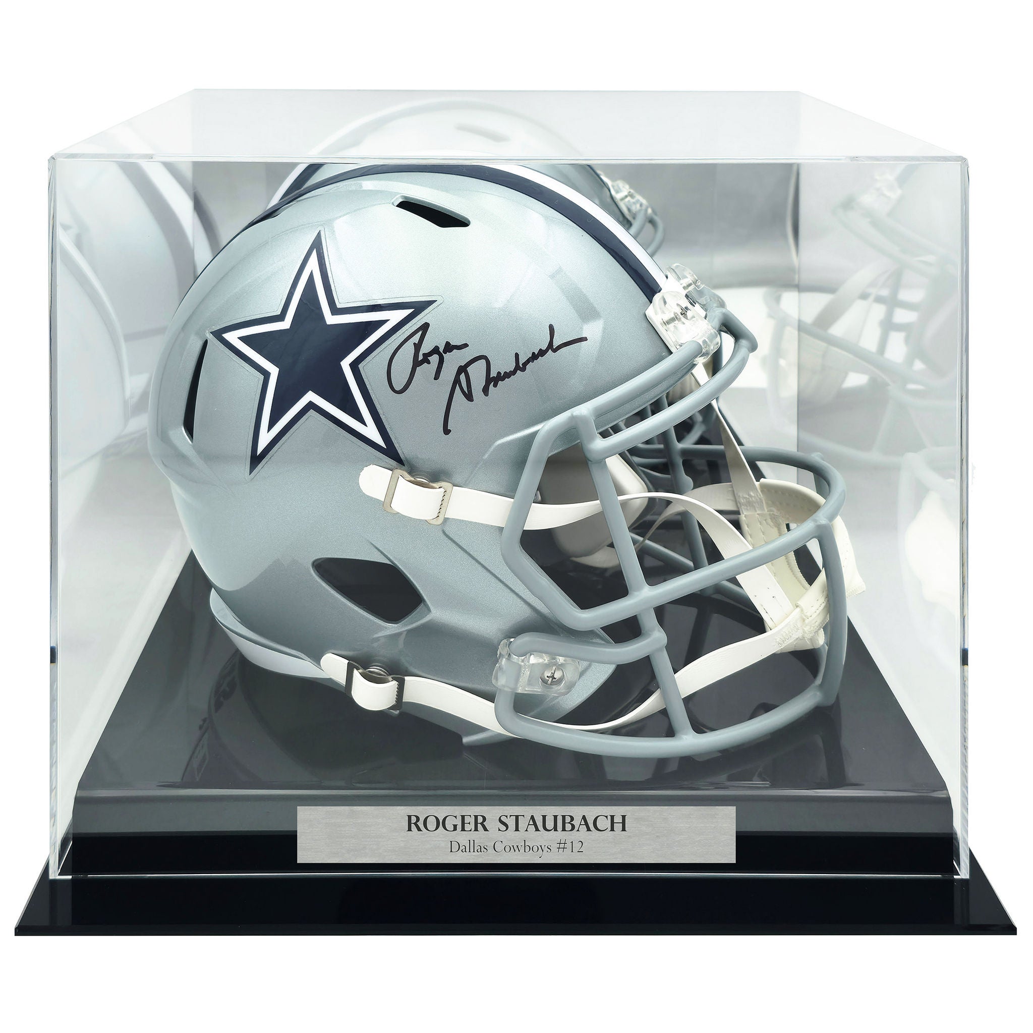 Roger Staubach Autographed Dallas Cowboys Silver Full Size Speed Replica Helmet Beckett Authenticated