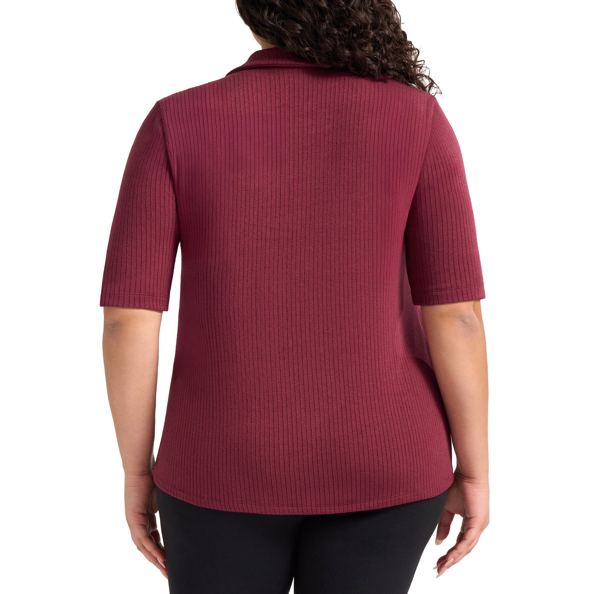 Matty M Women's Ribbed Button Front Top