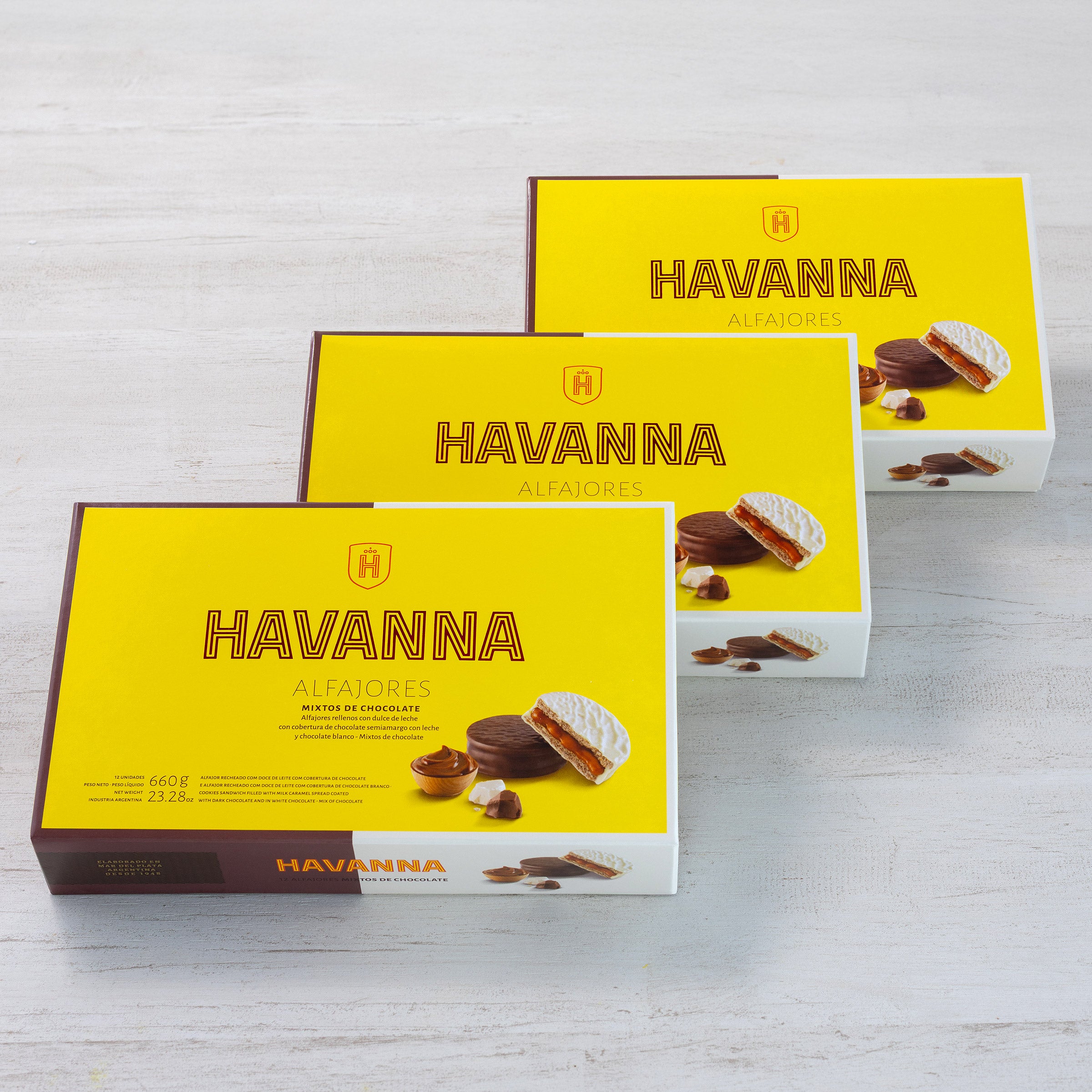 Havanna Alfajores, Chocolate and White Chocolate, 3 Box Bundle