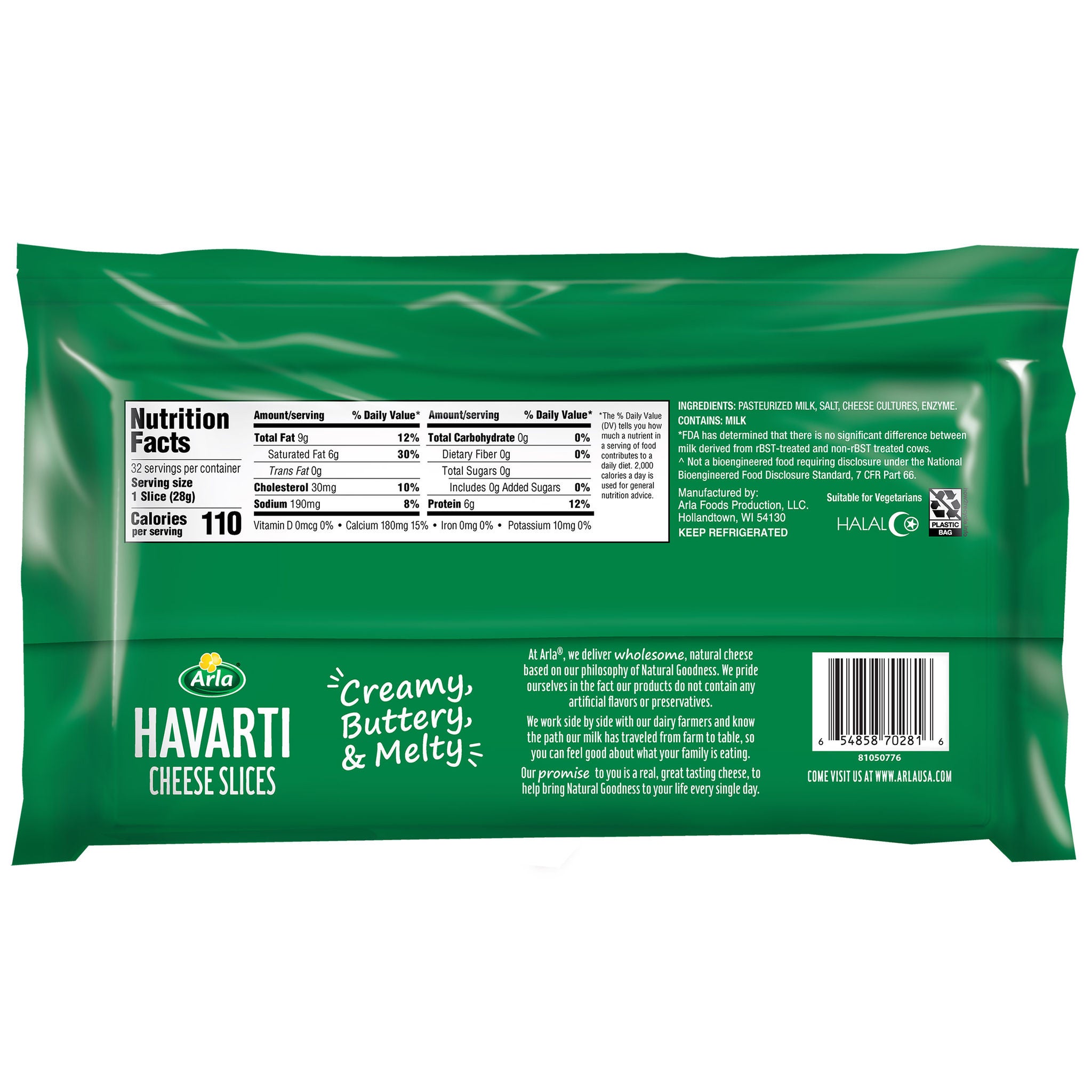 Arla Havarti Cheese Slices, 2 lbs