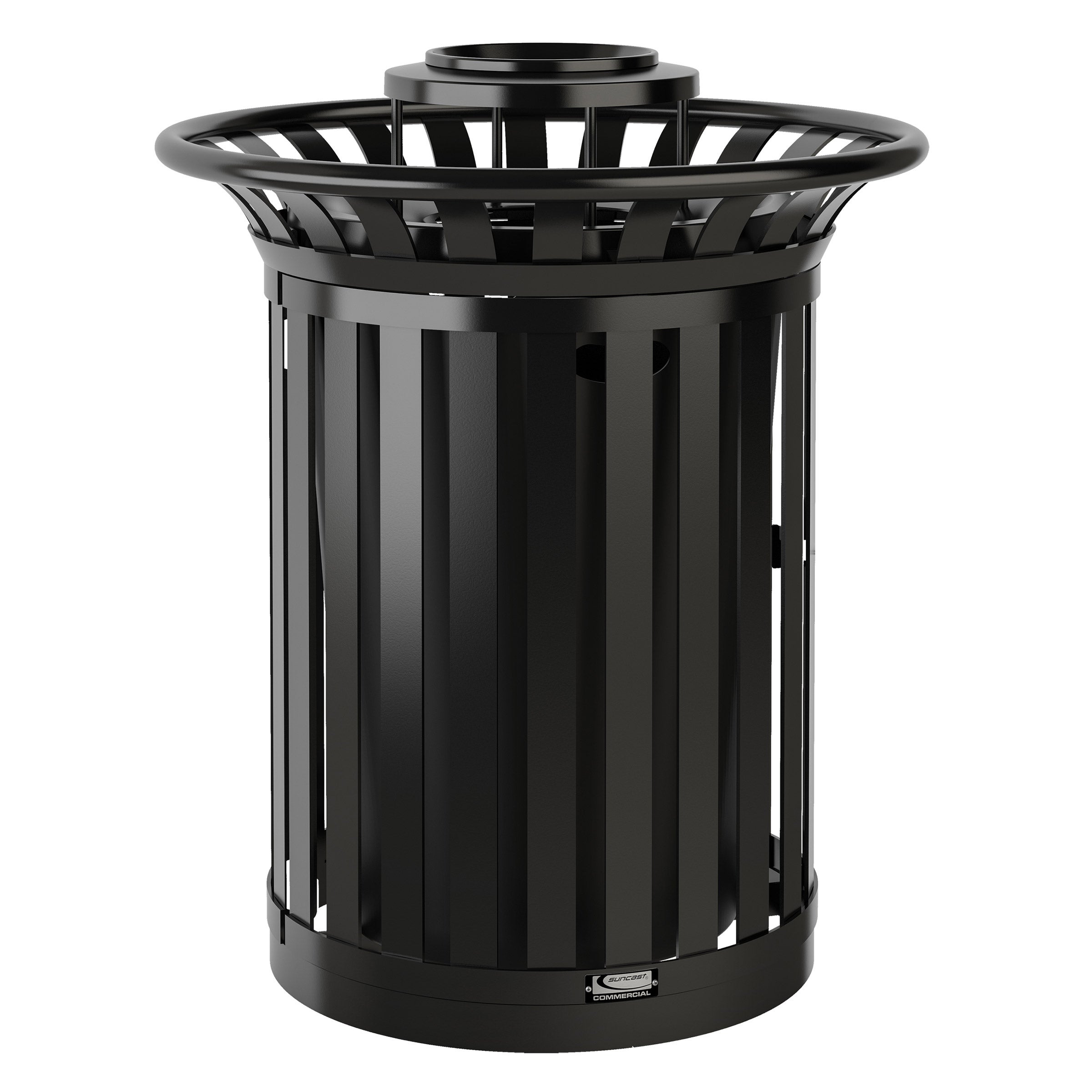Suncast Commercial 35 Gallon Side Access Metal Slat Trash Can