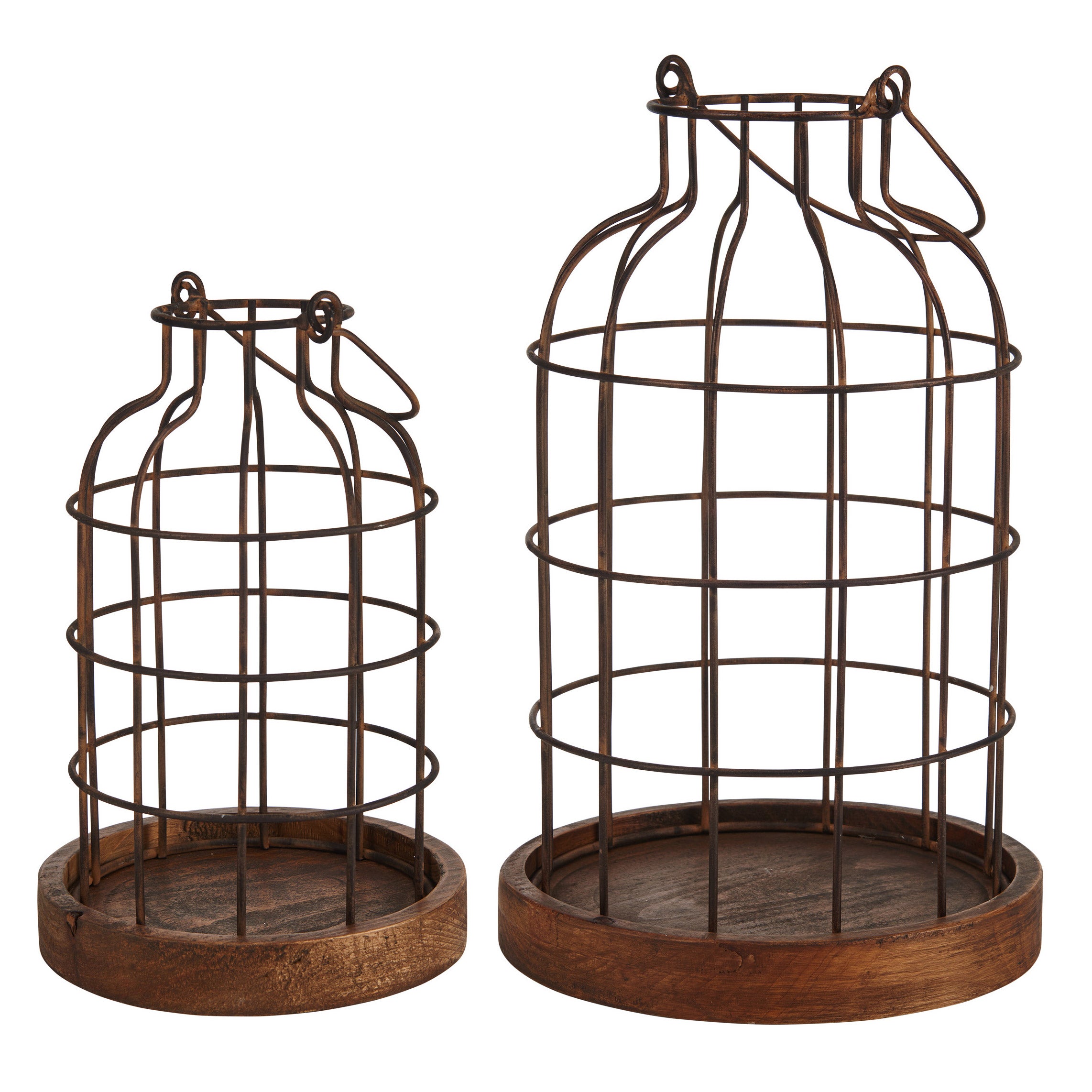 Mikasa 2-piece Wire & Fir Wood Caged Lantern Set