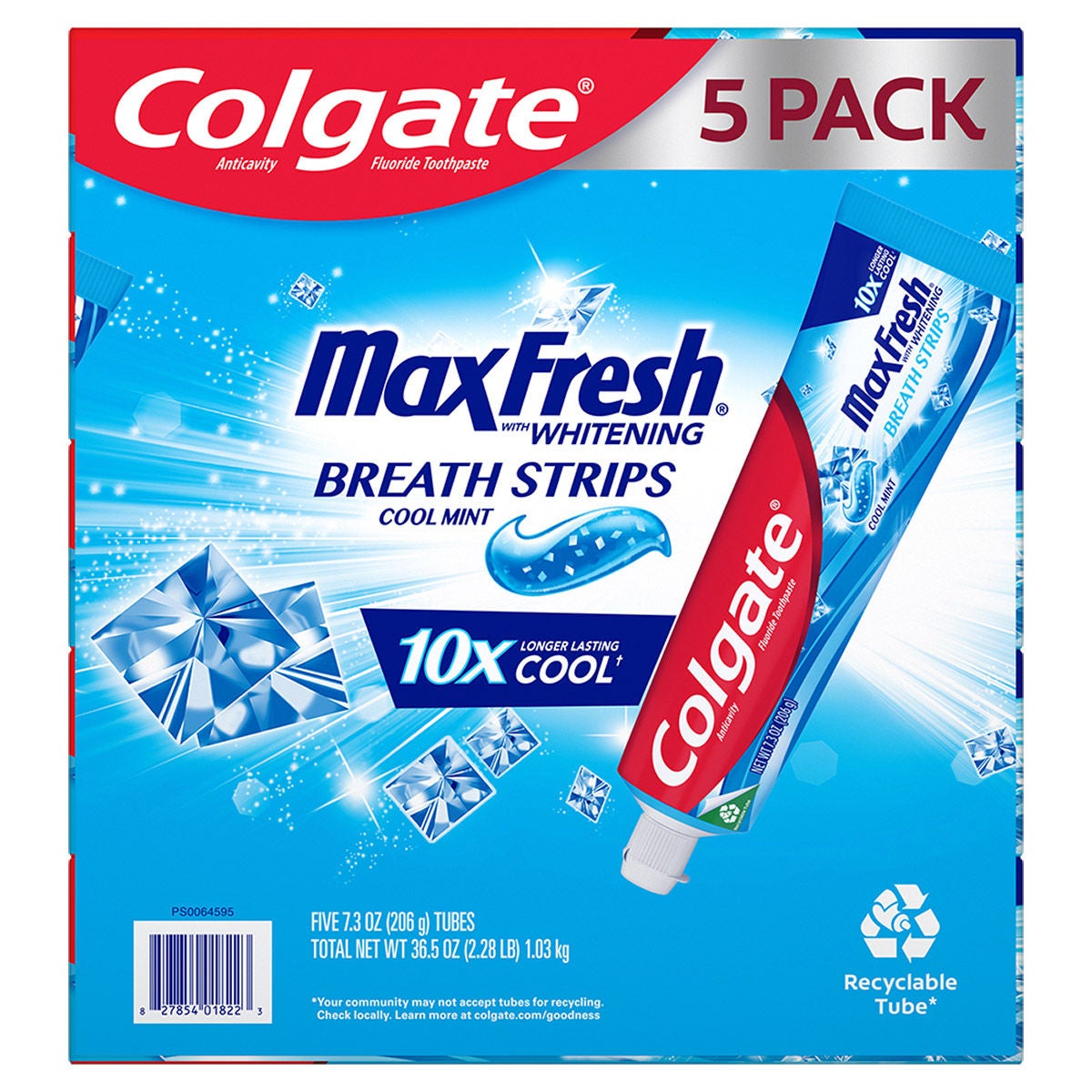 Colgate Max Fresh Toothpaste, 7.3 oz, 5-pack