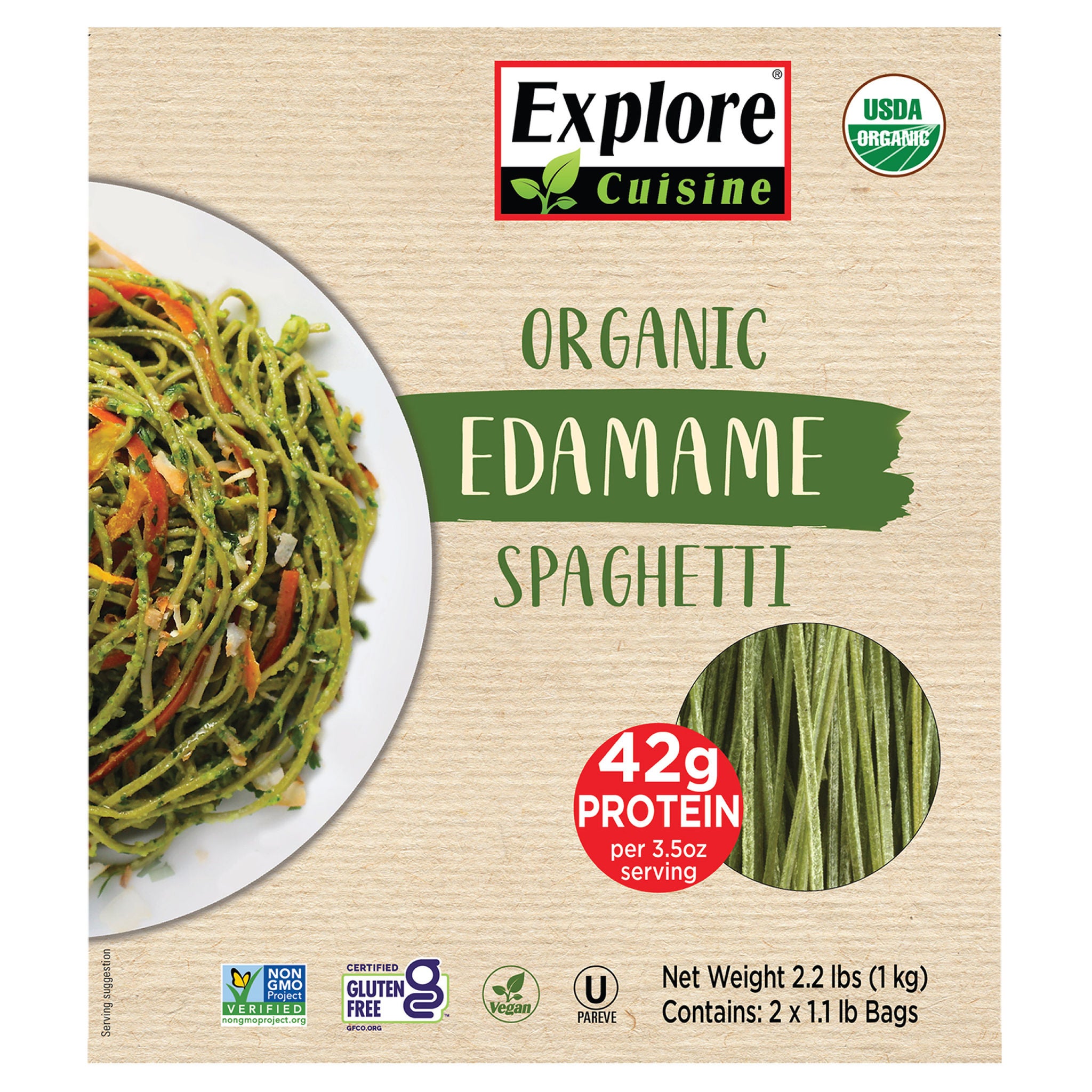 Explore Cuisine Organic Edamame Spaghetti, 1.1 lbs, 2-count