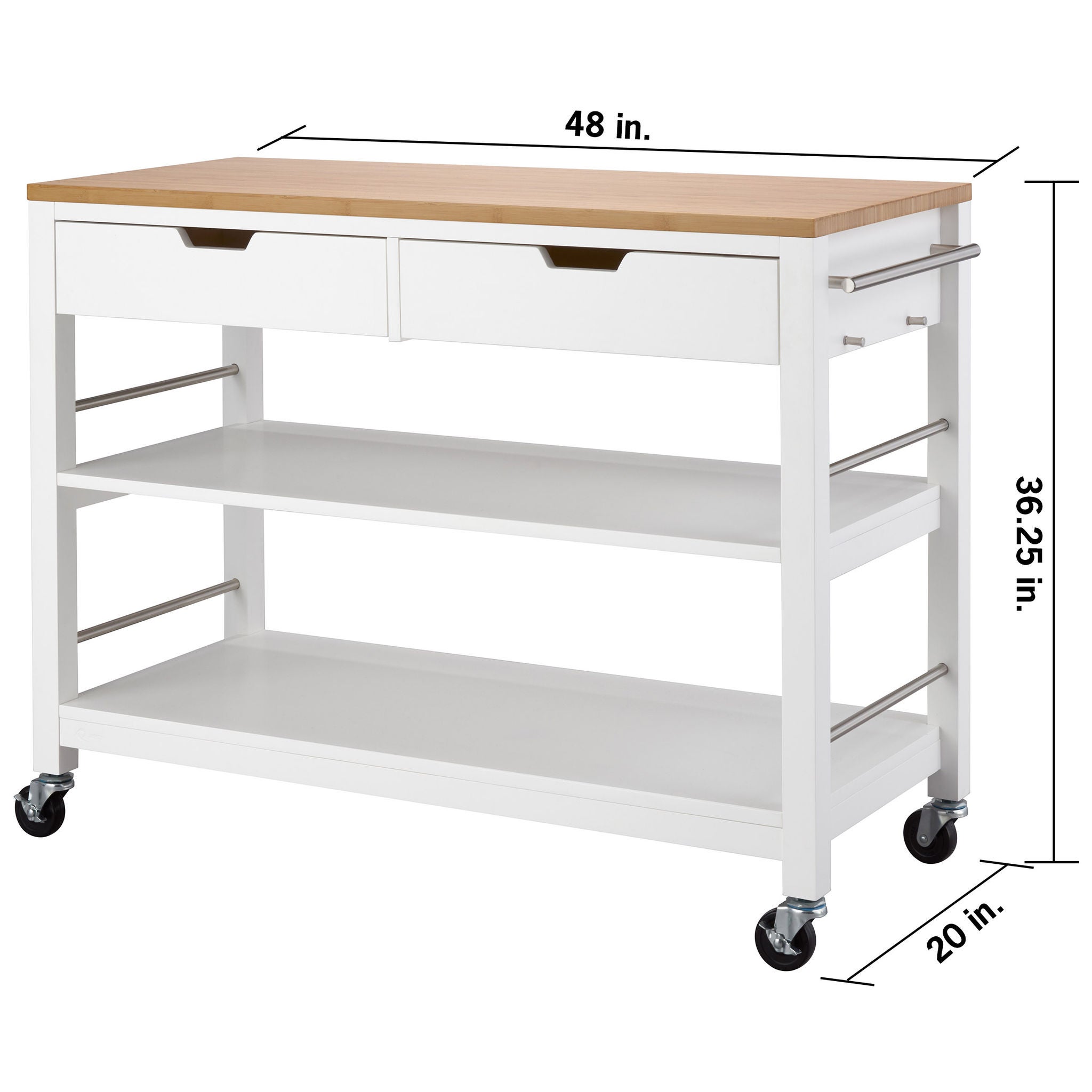 TRINITY 48” Bamboo Kitchen Cart with Drawers