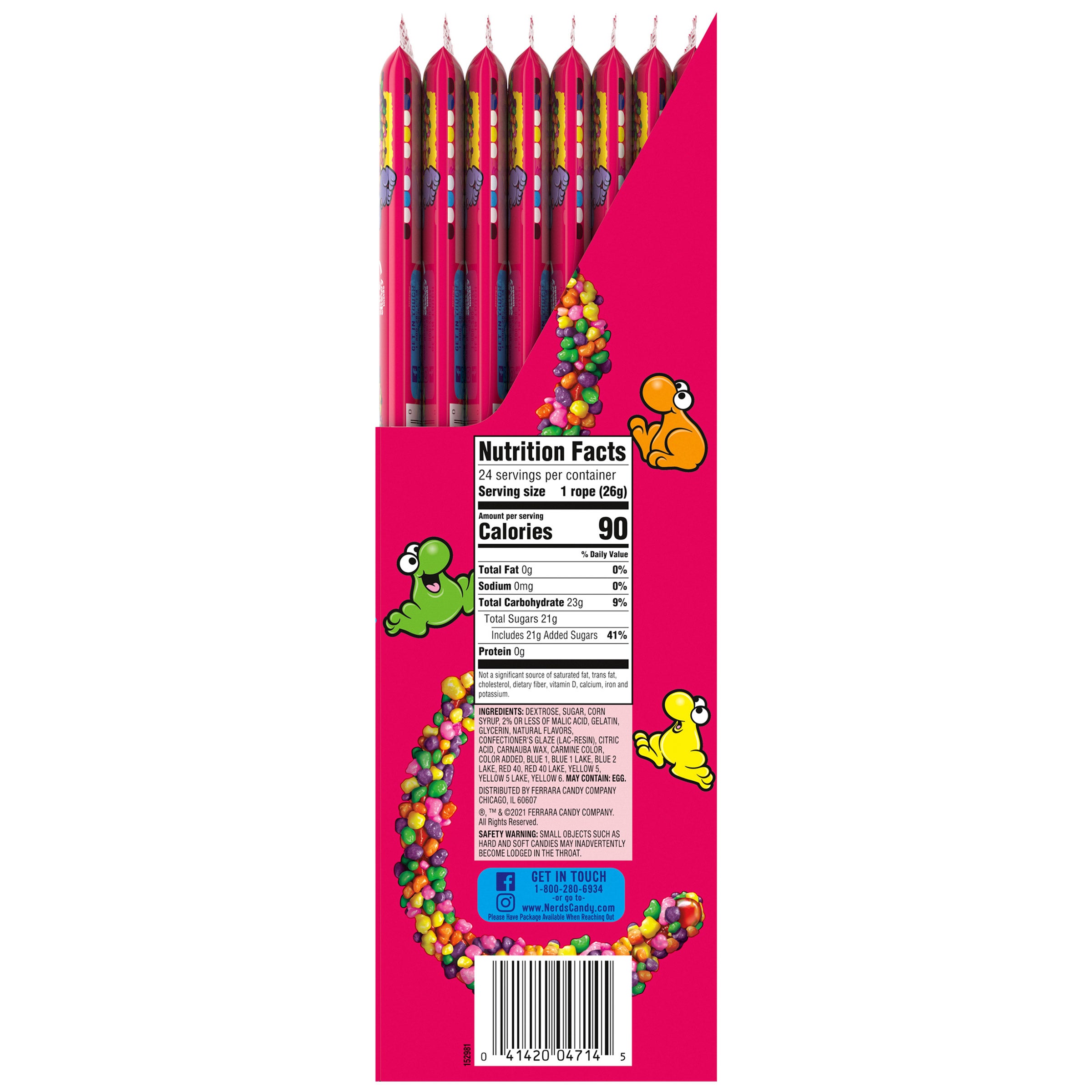Nerds Rainbow Ropes, 0.92 oz, 24-Count