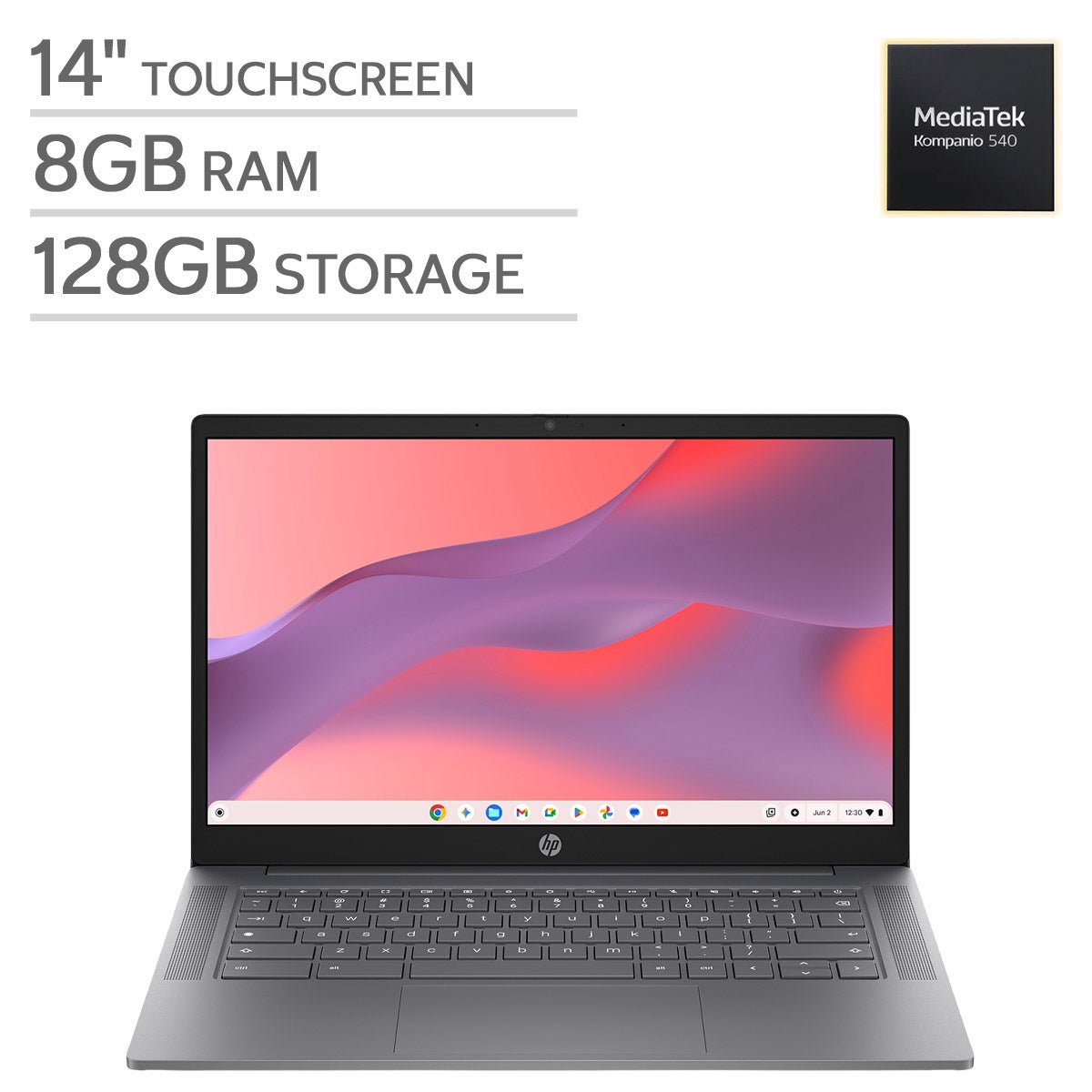 HP Chromebook 14" Touchscreen Laptop - MediaTek Kompanio - 8GB Memory - 128GB UFS Storage - Chrome OS.