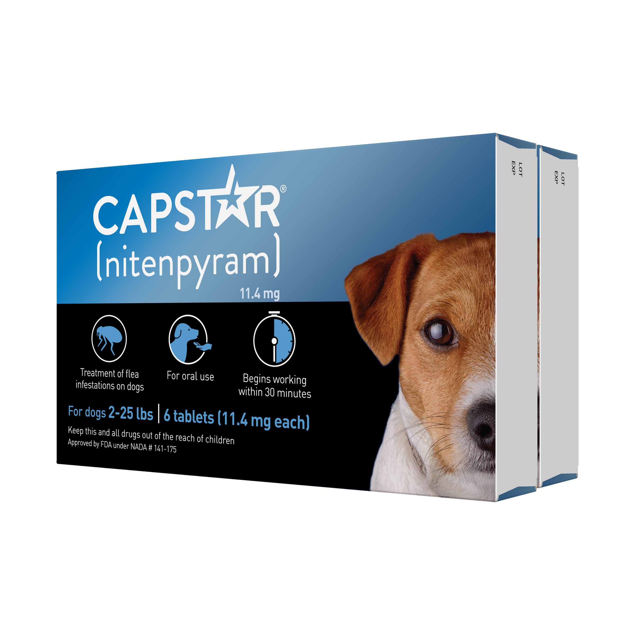 Capstar Oral Flea Tablets for Dogs 2-25 lbs, 6-count Tablets, 2-pack