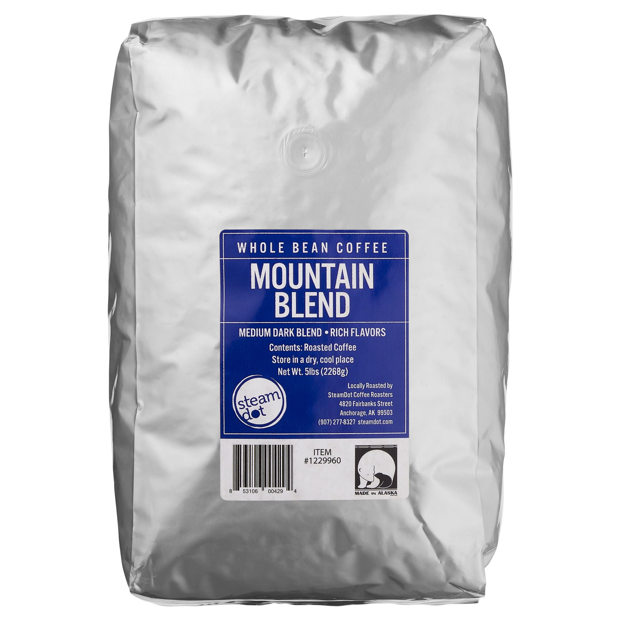 Steamdot Mountain Blend Whole Bean Coffee, Medium Dark Blend Roast, 5 lbs