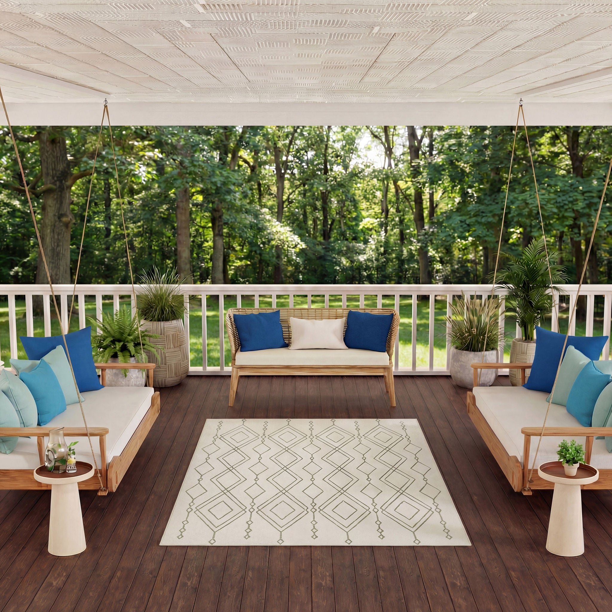 Nourison Garden Spring Indoor/Outdoor Rug, Frostline, 5'3” x 7'3”