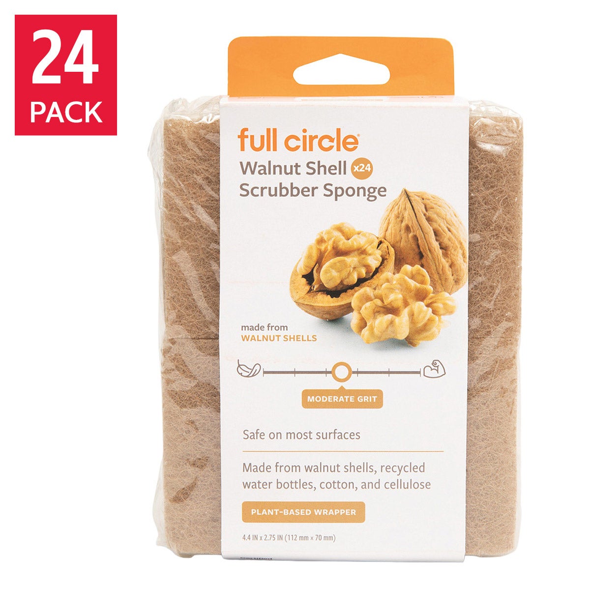 Full Circle Walnut Non-Scratch Sponge, 24-count