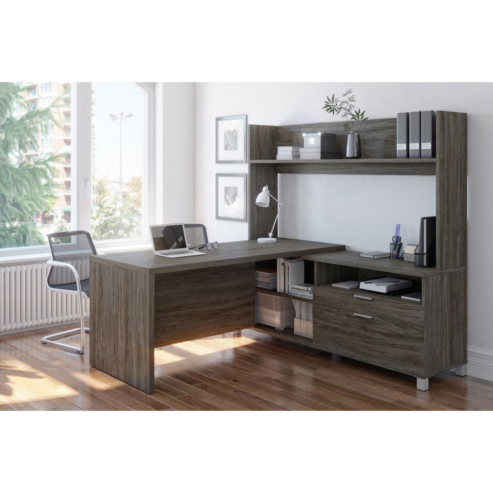 Columbia L-Shape Desk with Hutch