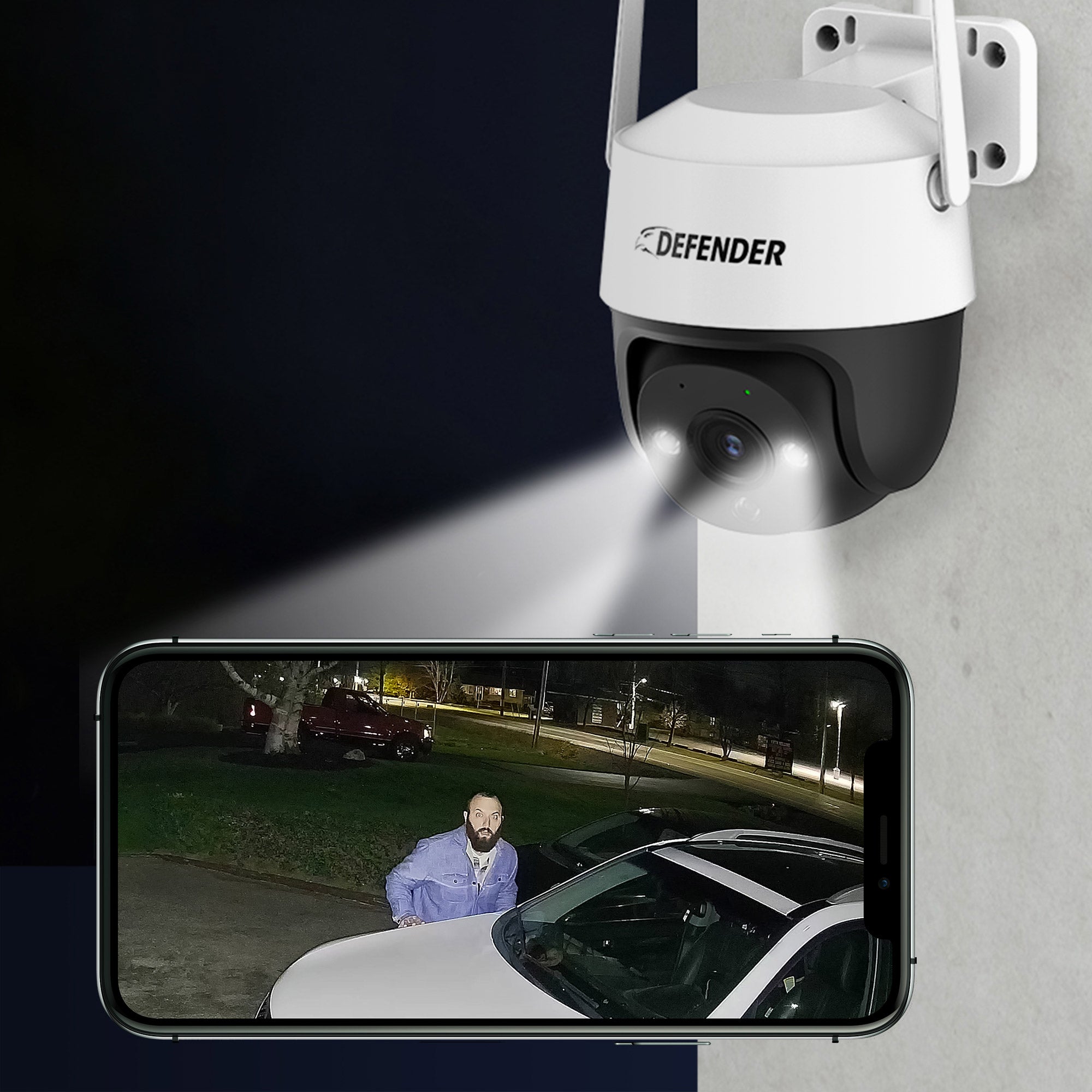 Defender Guard Pro 360-Degree PTZ 2K/4MP Wi-Fi Plug-In Power Security Camera, 4-pack