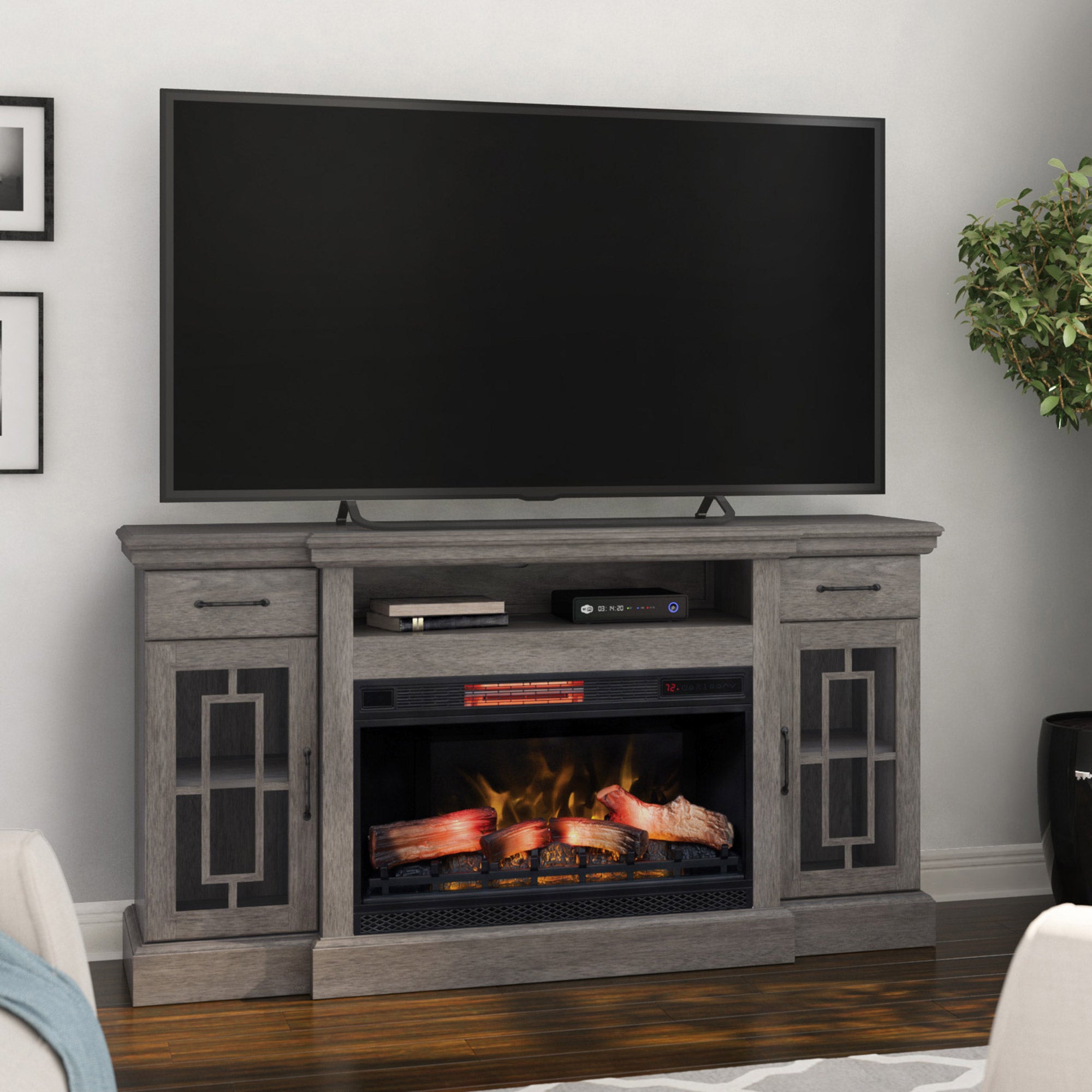 Tresanti Reddington TV Console with Classic Flame Electric Fireplace
